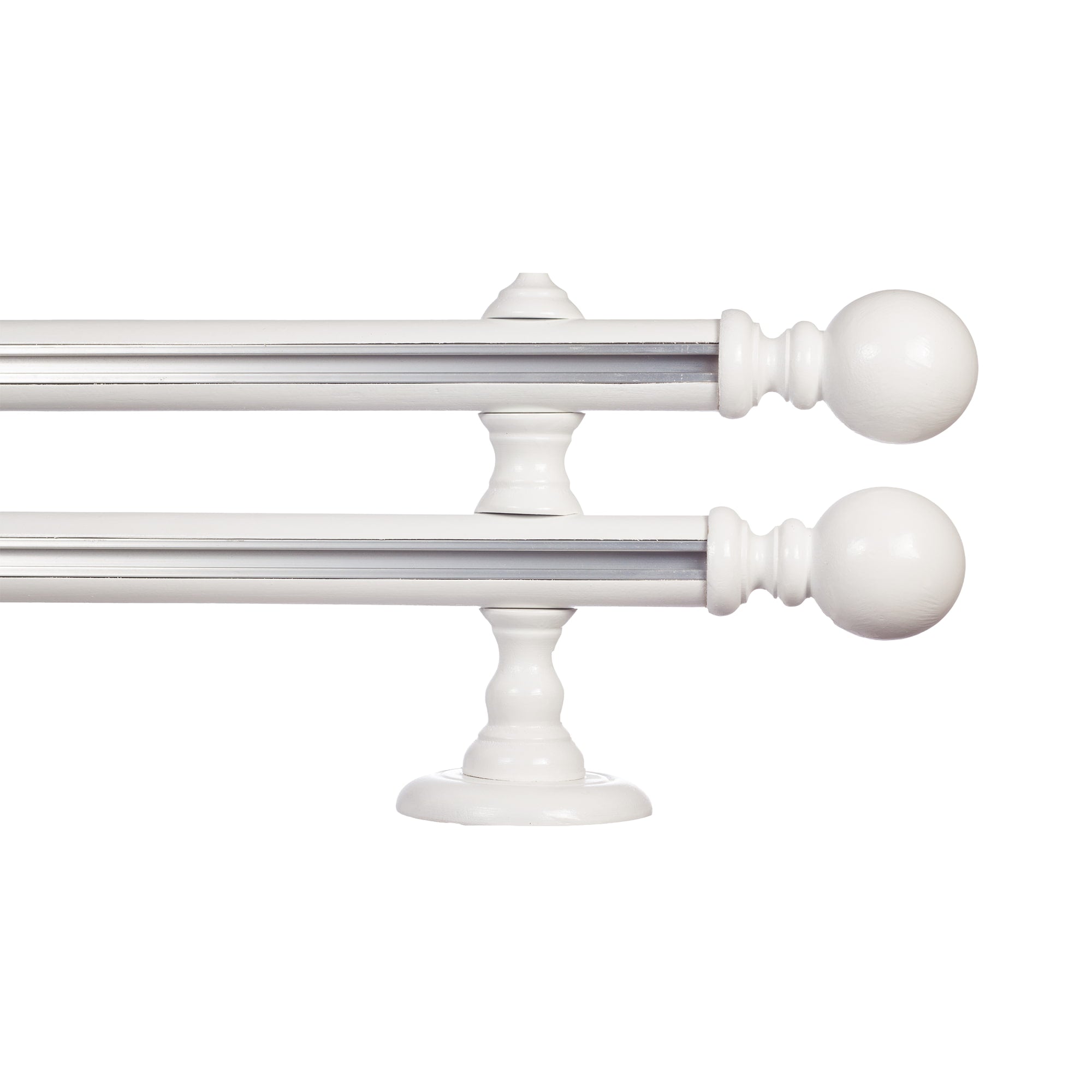 Globo Double 35 mm Wooden Curtain Rod with Aluminum Track System for Curtains and Drapes