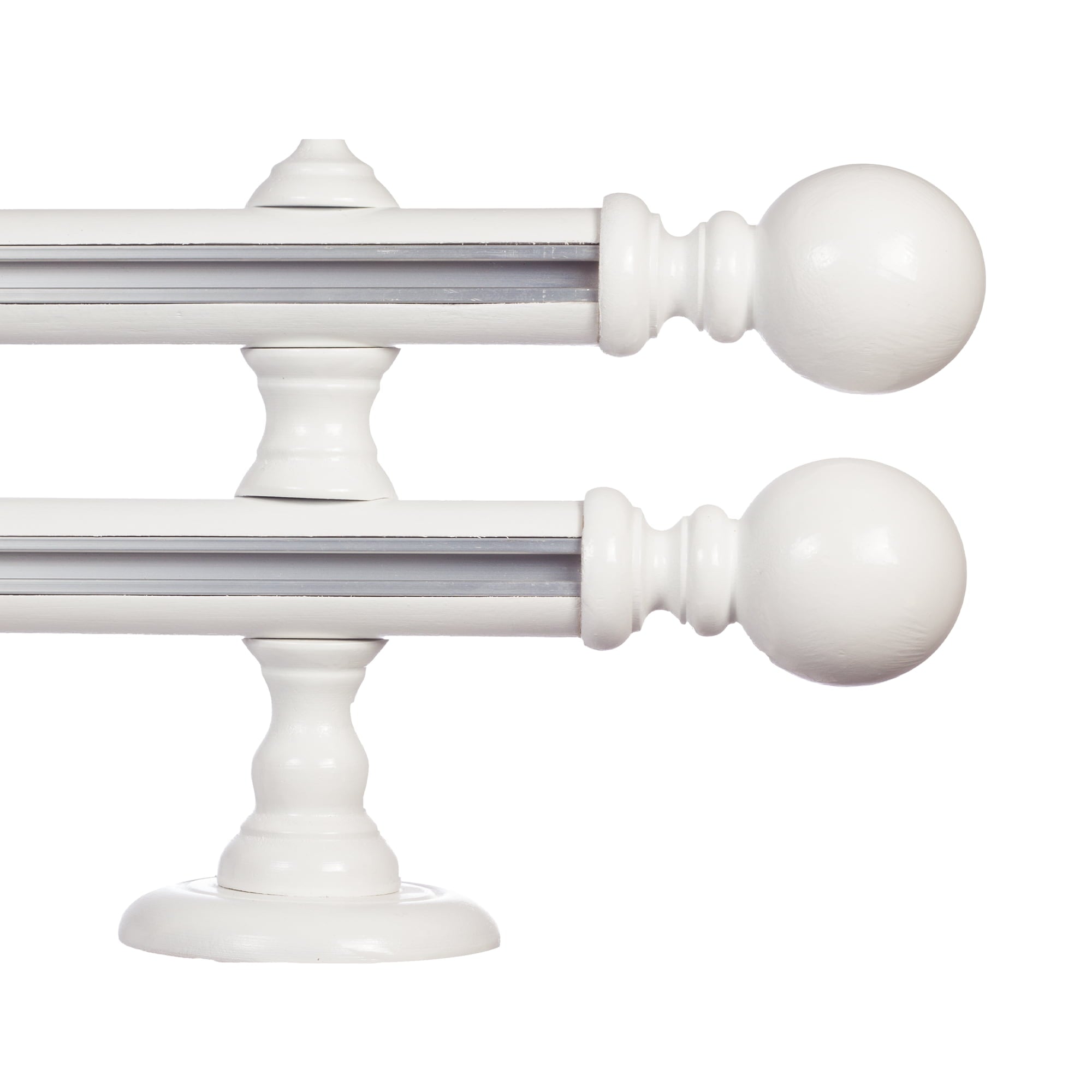 Globo Double 35 mm Wooden Curtain Rod with Aluminum Track System for Curtains and Drapes