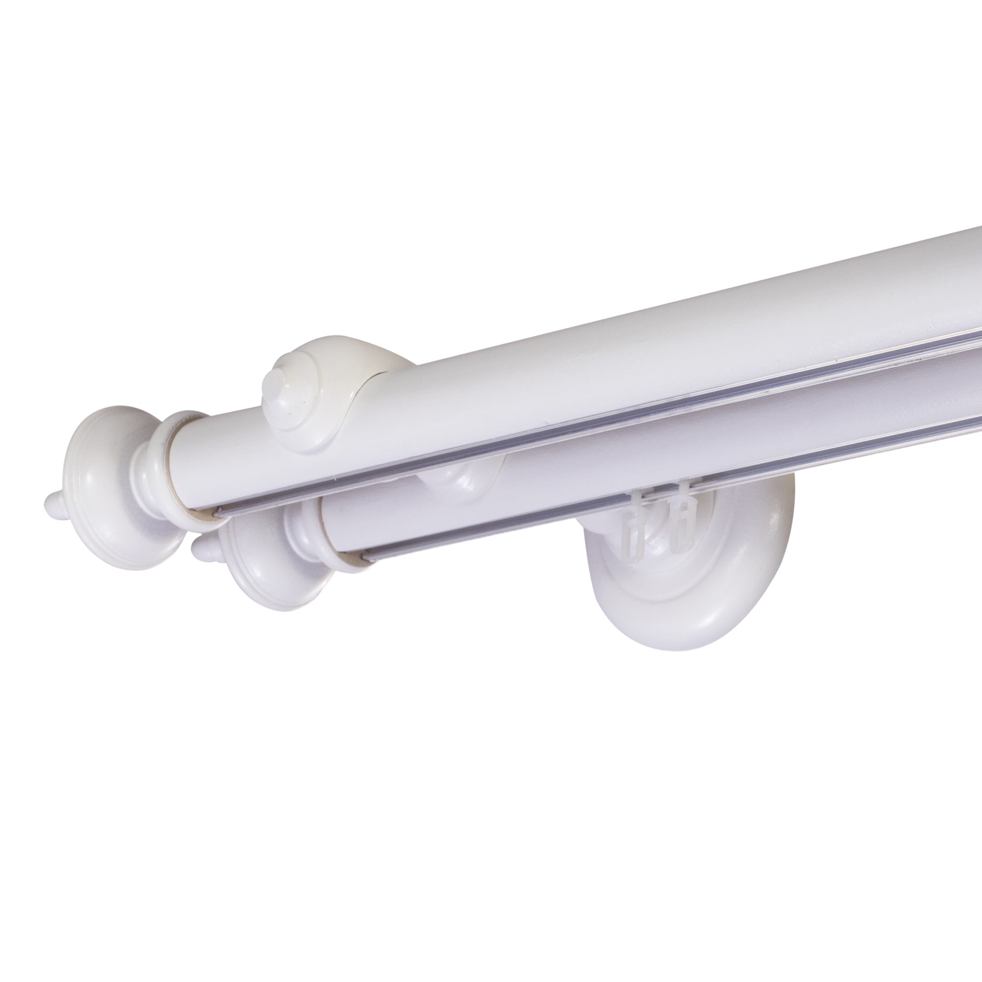 STELLA DOUBLE 35 MM WOODEN CURTAIN ROD WITH ALUMINUM TRACK