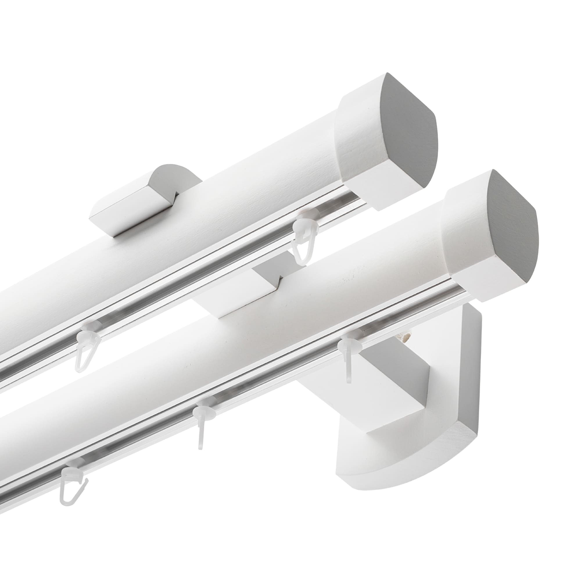Domino Double Wooden Curtain Rod & Track System for Curtains and Drapes