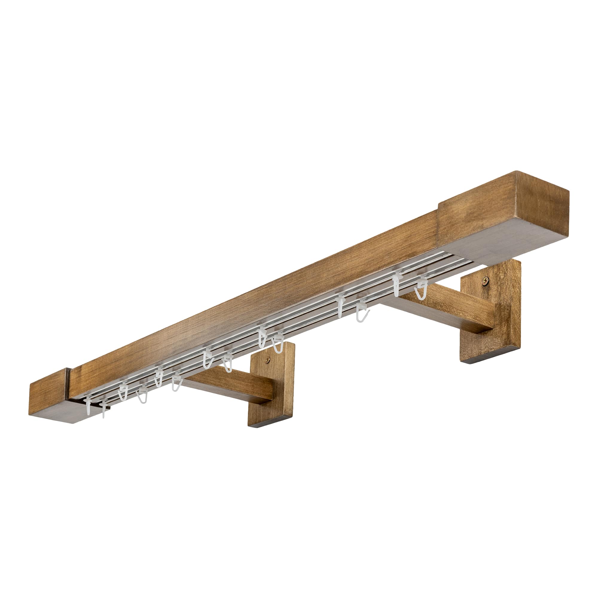 Roma Double Wooden Curtain Rod & Track System for Curtains and Drapes