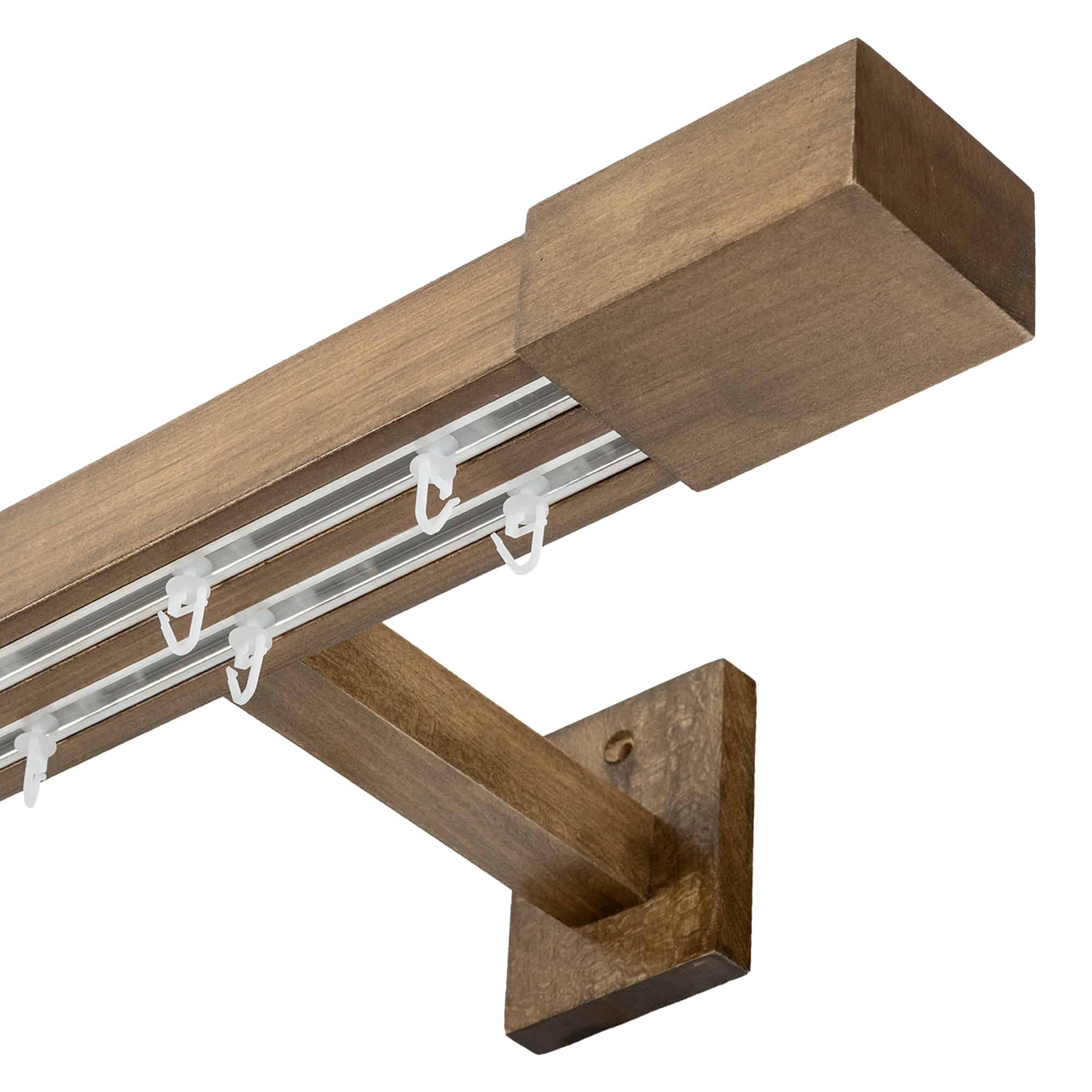 Roma Double Wooden Curtain Rod & Track System for Curtains and Drapes