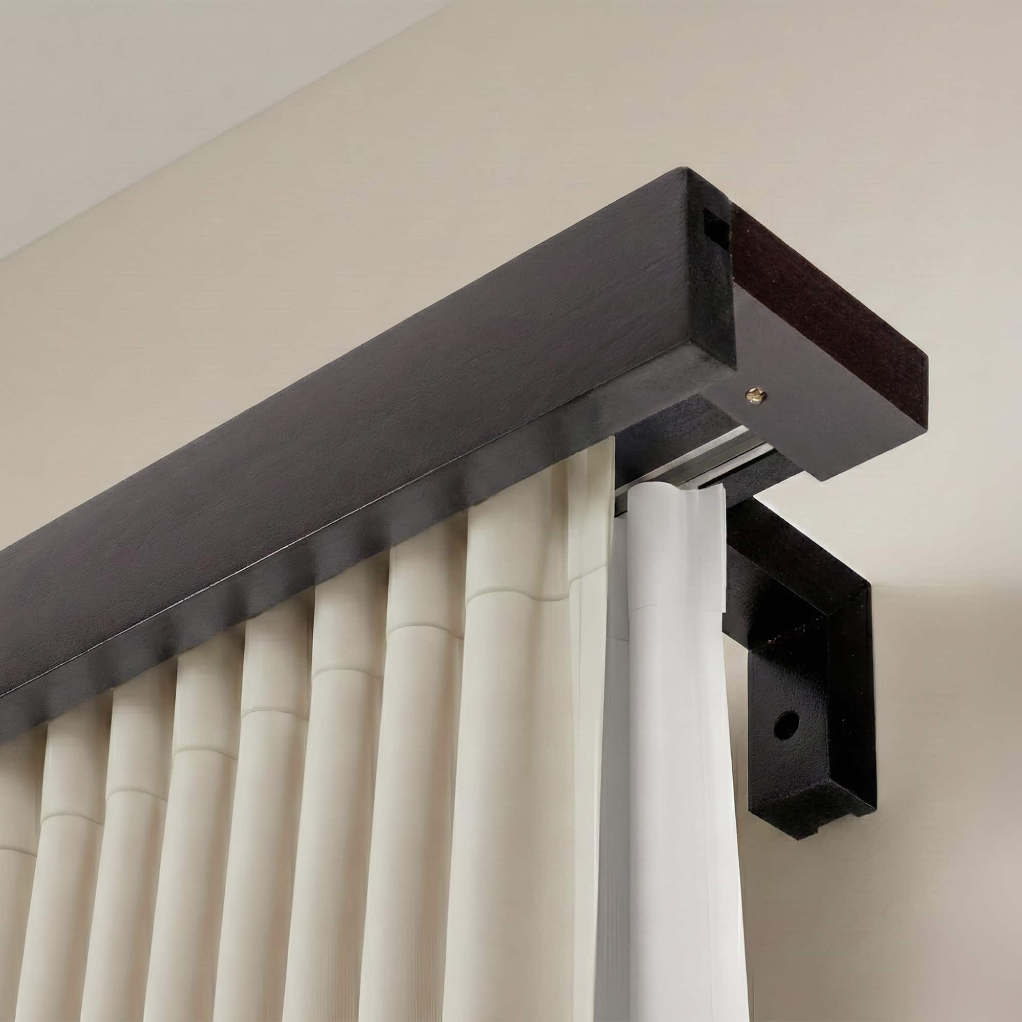 Travetto Double Curtain Track System with Wooden Decorative Valance