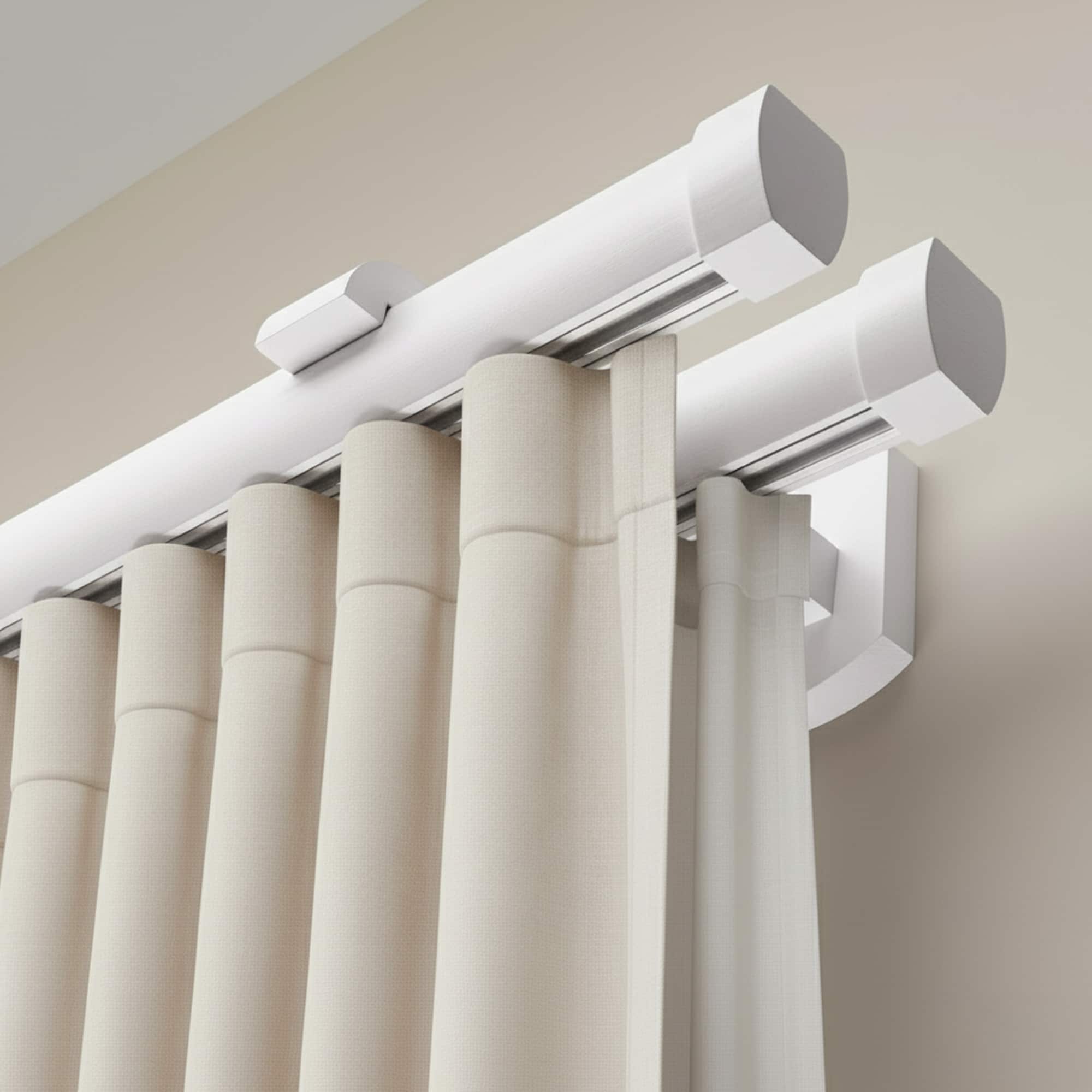 Domino Double Wooden Curtain Rod & Track System for Curtains and Drapes