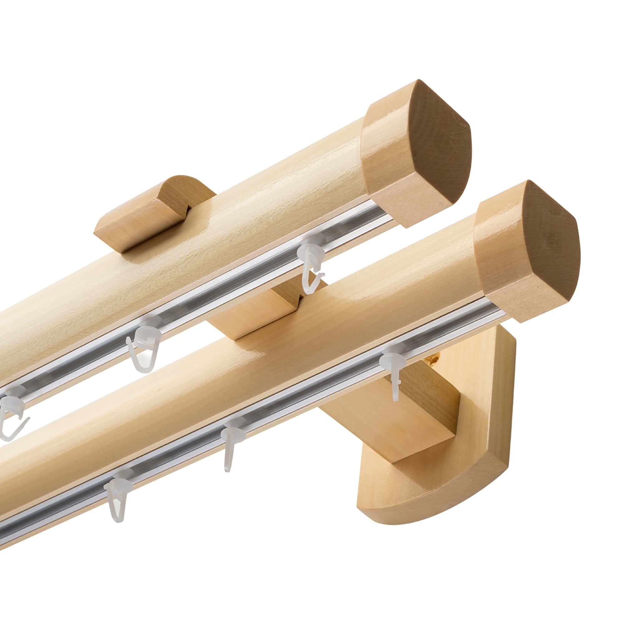 Domino Double Wooden Curtain Rod & Track System for Curtains and Drapes