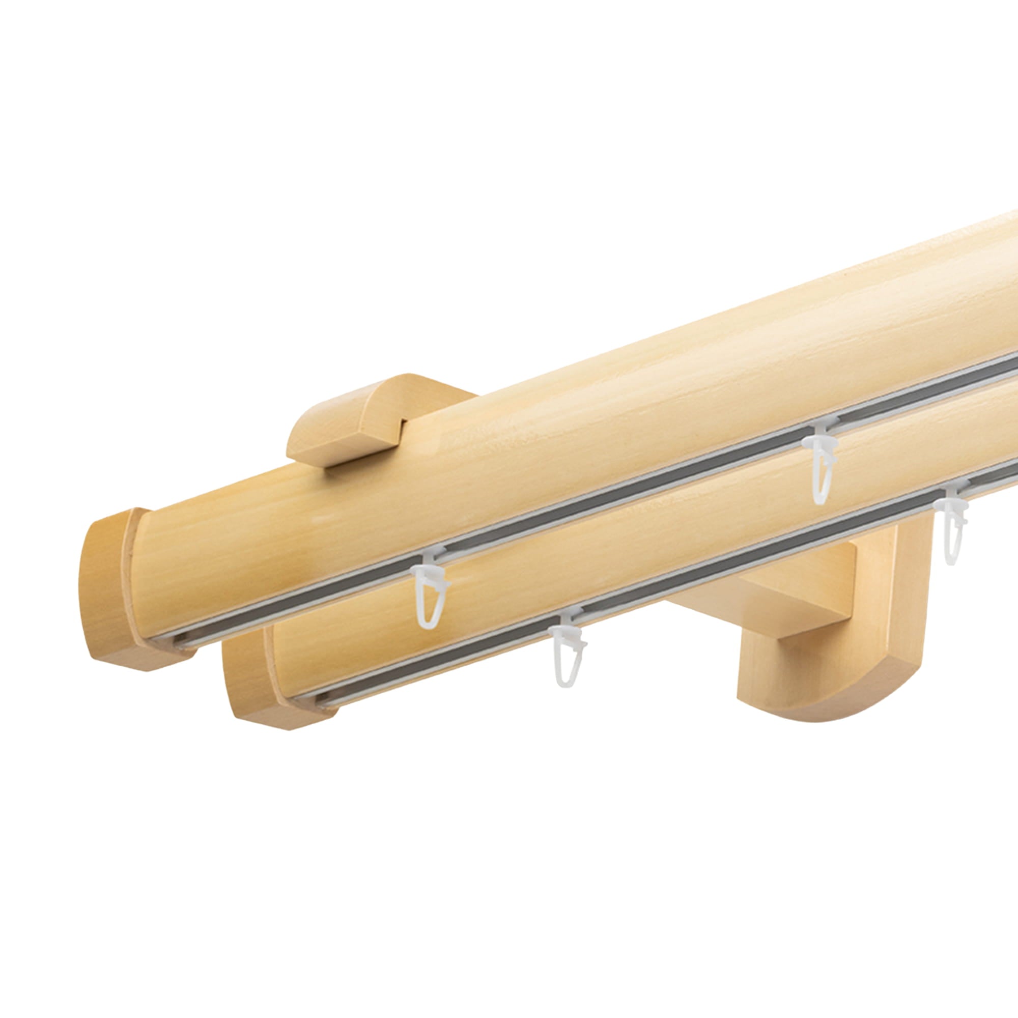 Domino Double Wooden Curtain Rod & Track System for Curtains and Drapes