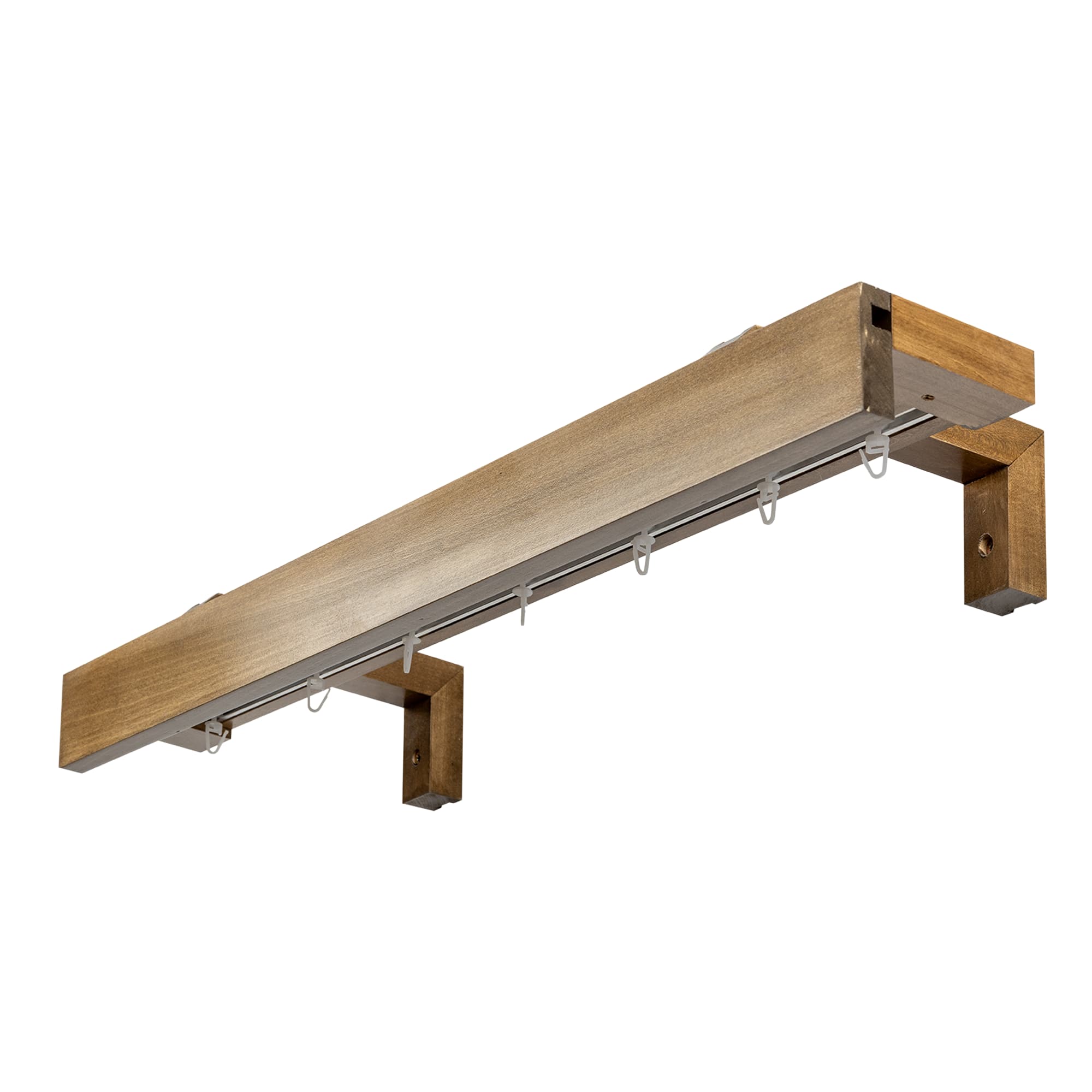 Travetto Double Curtain Track System with Wooden Decorative Valance