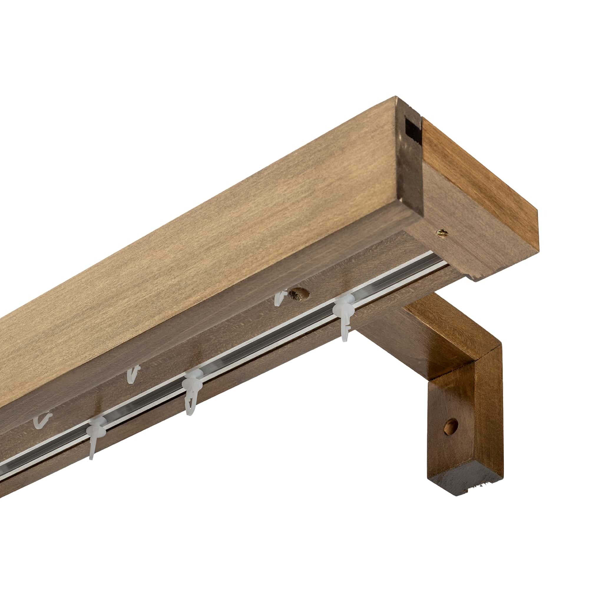 Travetto Double Curtain Track System with Wooden Decorative Valance
