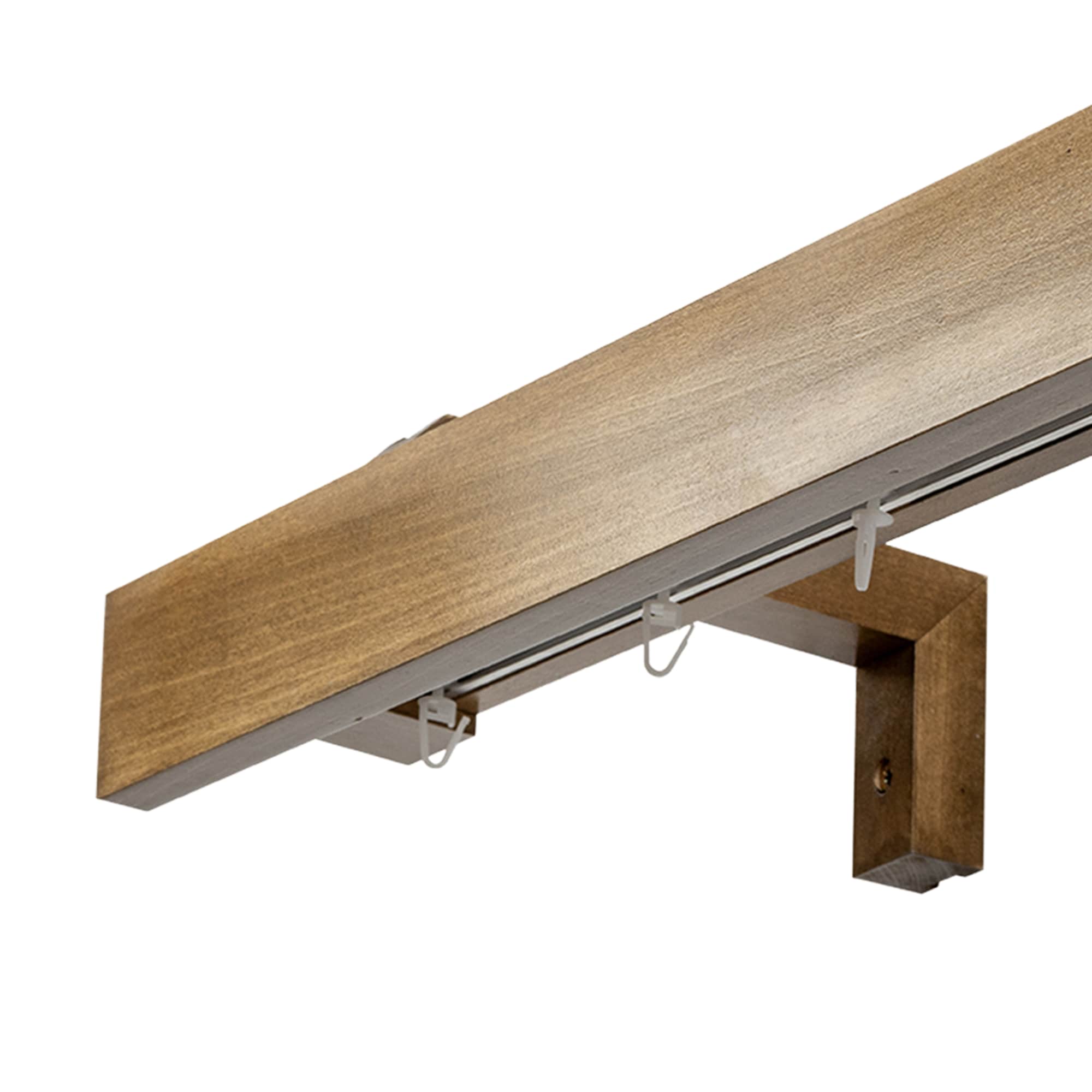 Travetto Double Curtain Track System with Wooden Decorative Valance