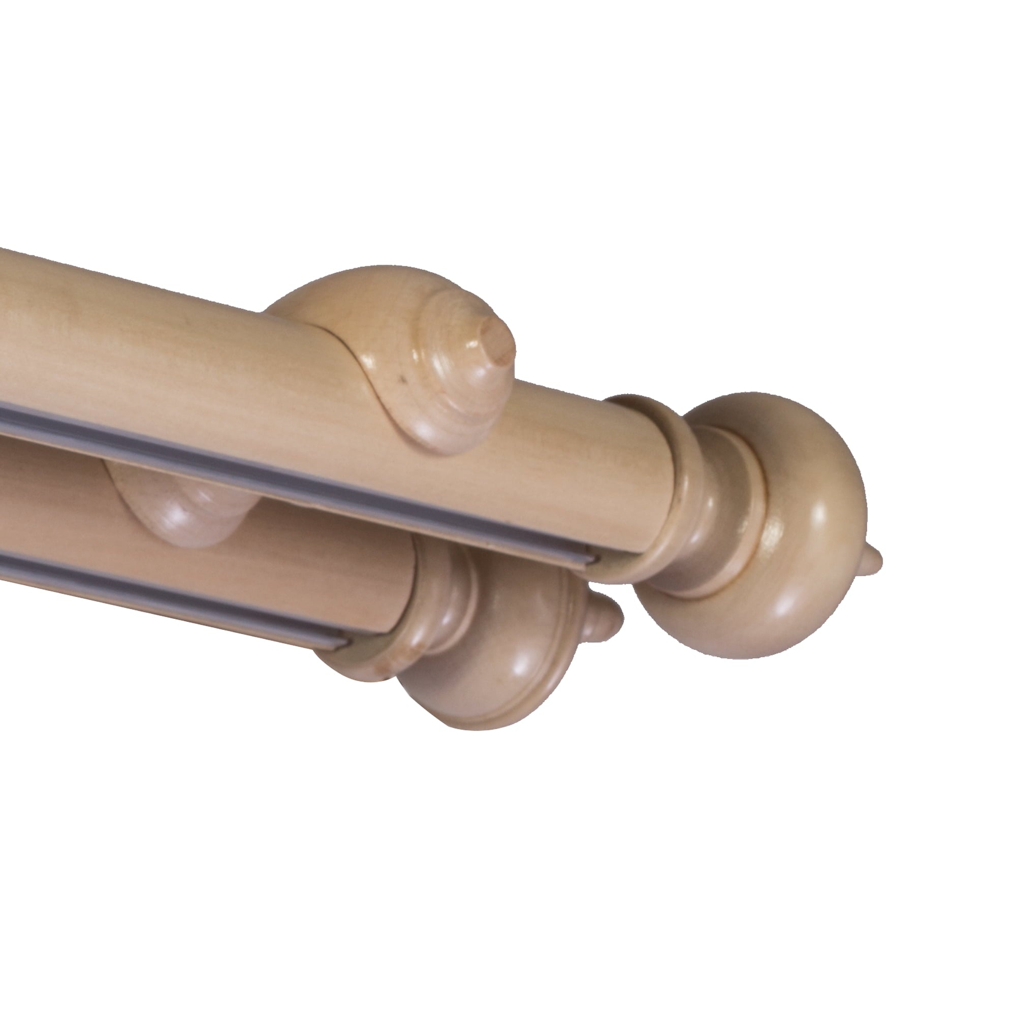 Globo Double 35 mm Wooden Curtain Rod with Aluminum Track System for Curtains and Drapes