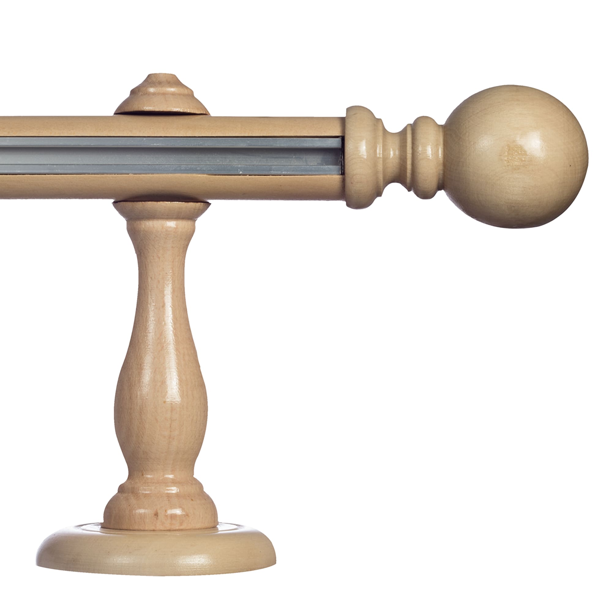 Globo Single 35 mm Wooden Curtain Rod with Aluminum Track