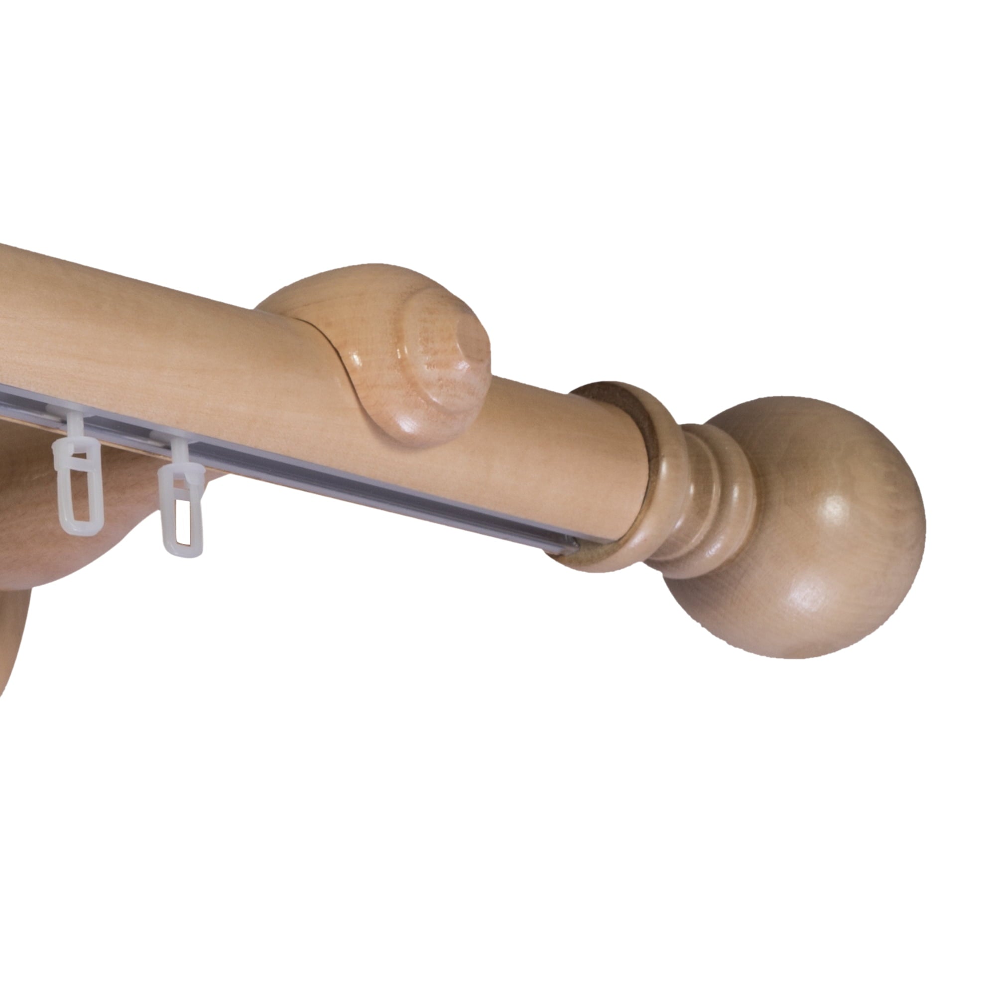 Globo Single 35 mm Wooden Curtain Rod with Aluminum Track