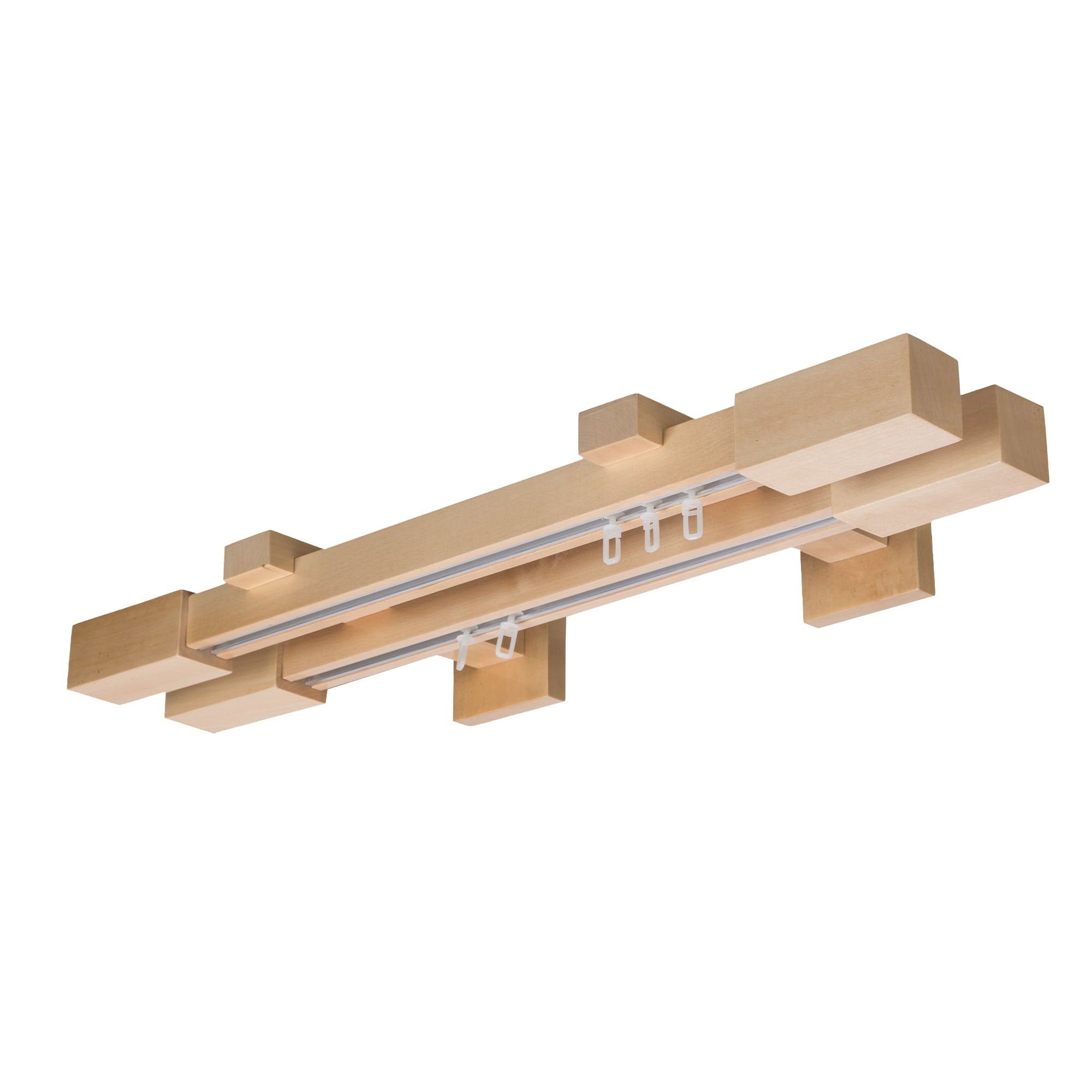 Praga Double Wooden Curtain Rod with Aluminum Track