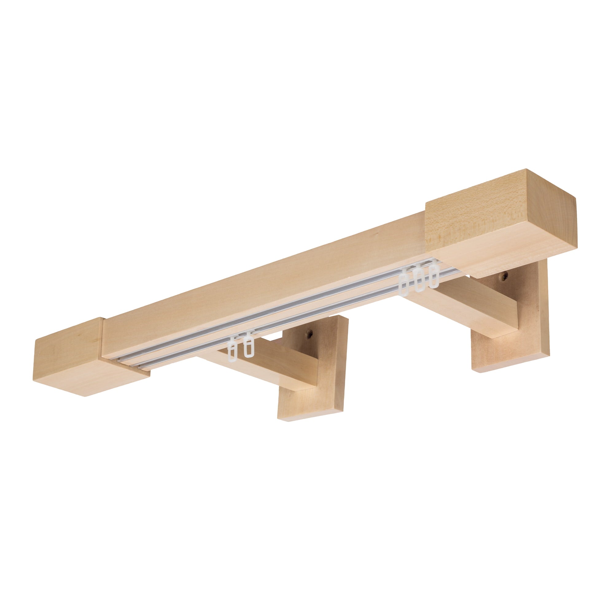 Roma Double Wooden Curtain Rod & Track System for Curtains and Drapes