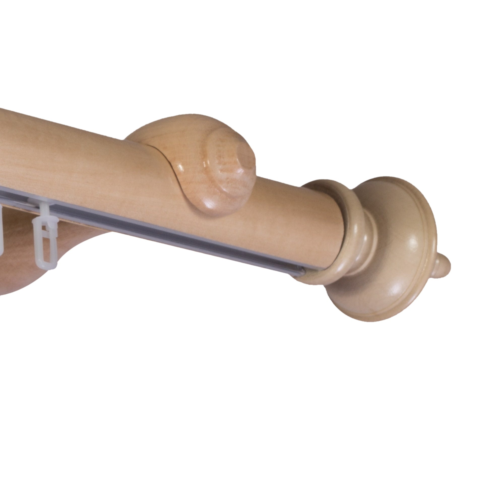 Saly Single 35 mm Wooden Curtain Rod with Aluminum Track