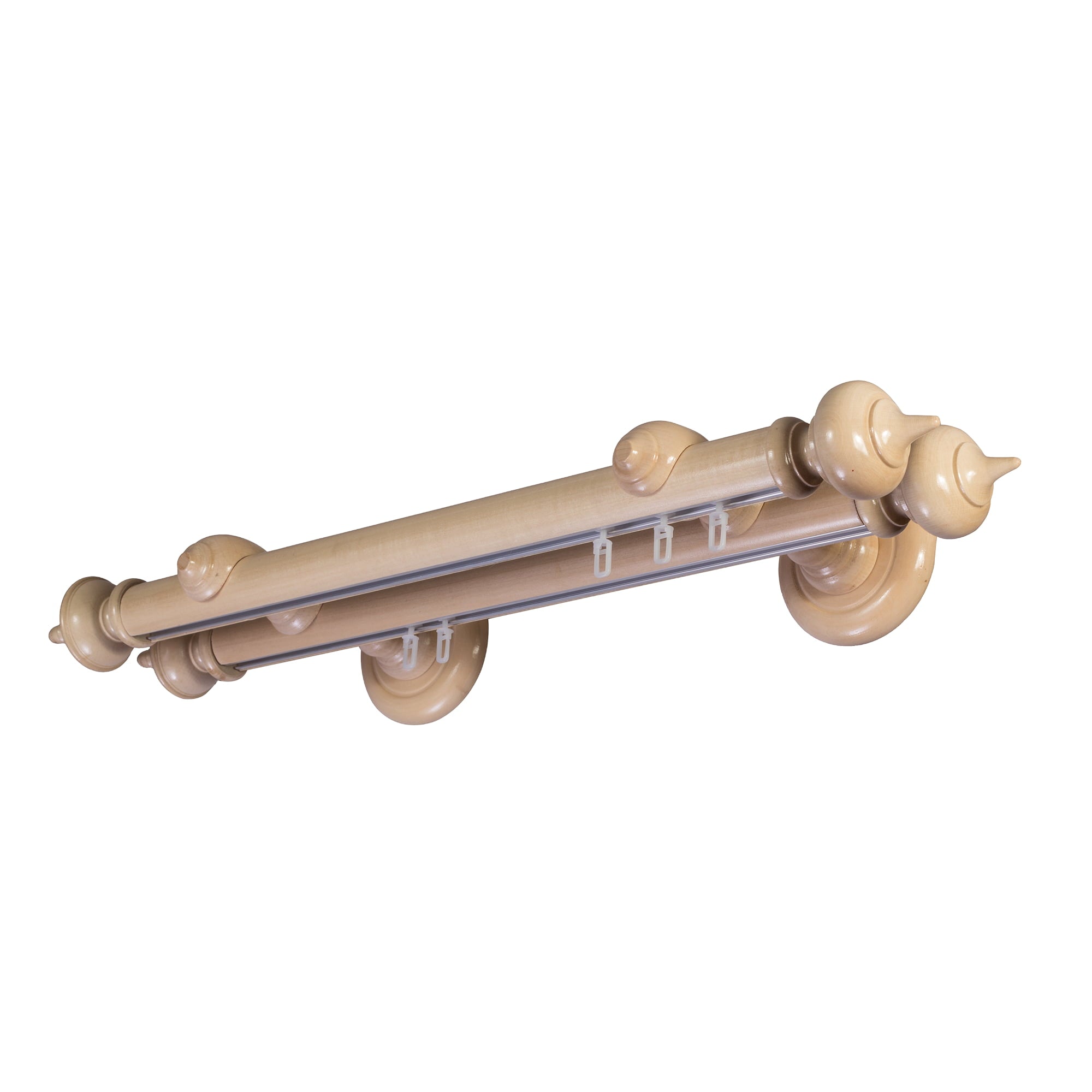 STELLA DOUBLE 35 MM WOODEN CURTAIN ROD WITH ALUMINUM TRACK