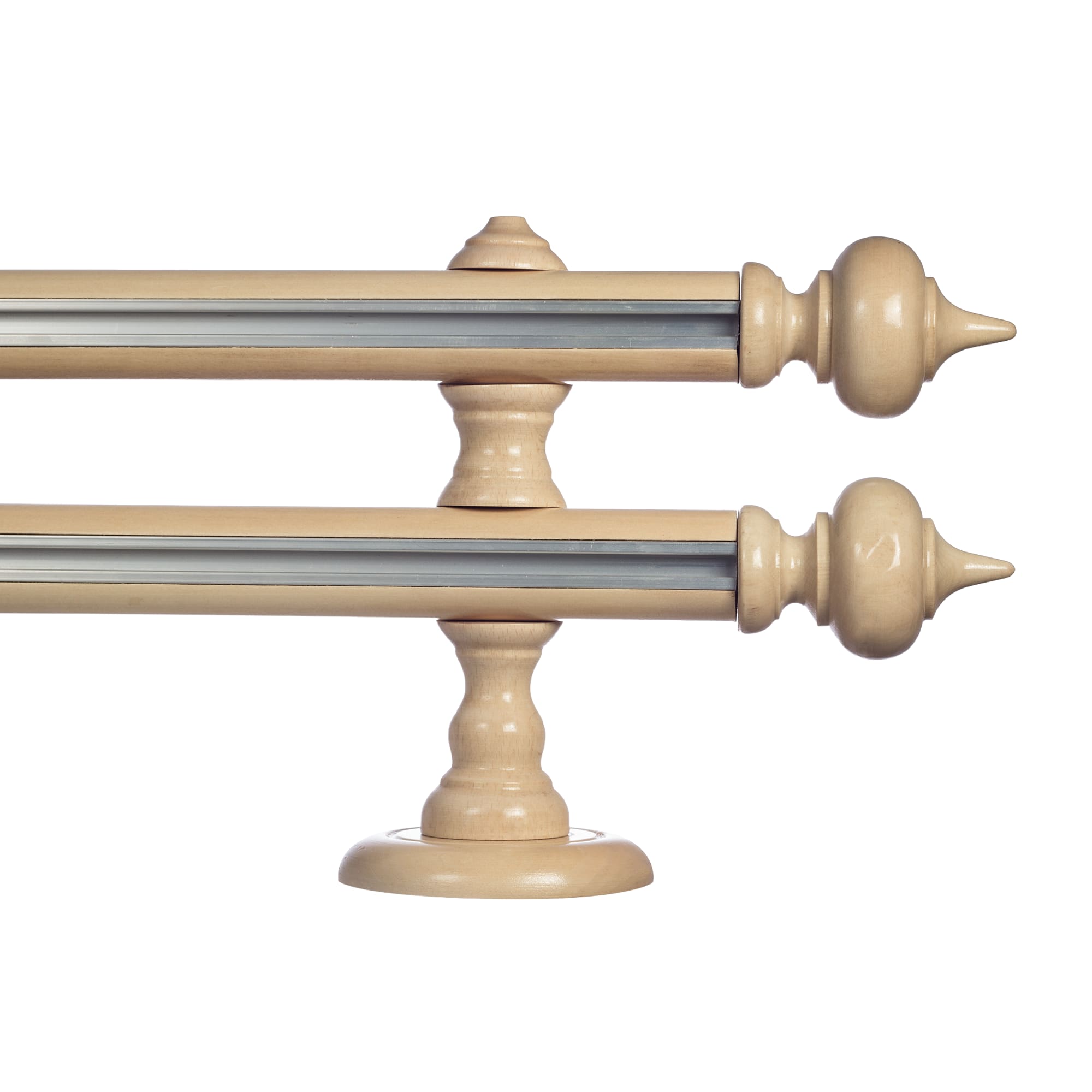 STELLA DOUBLE 35 MM WOODEN CURTAIN ROD WITH ALUMINUM TRACK