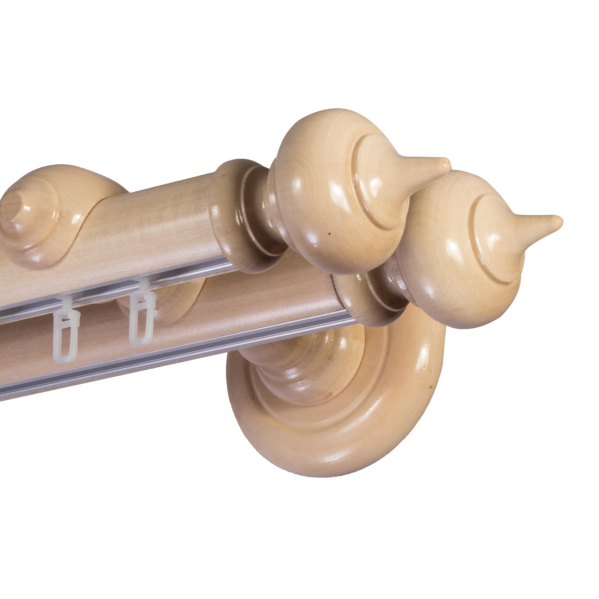 STELLA DOUBLE 35 MM WOODEN CURTAIN ROD WITH ALUMINUM TRACK