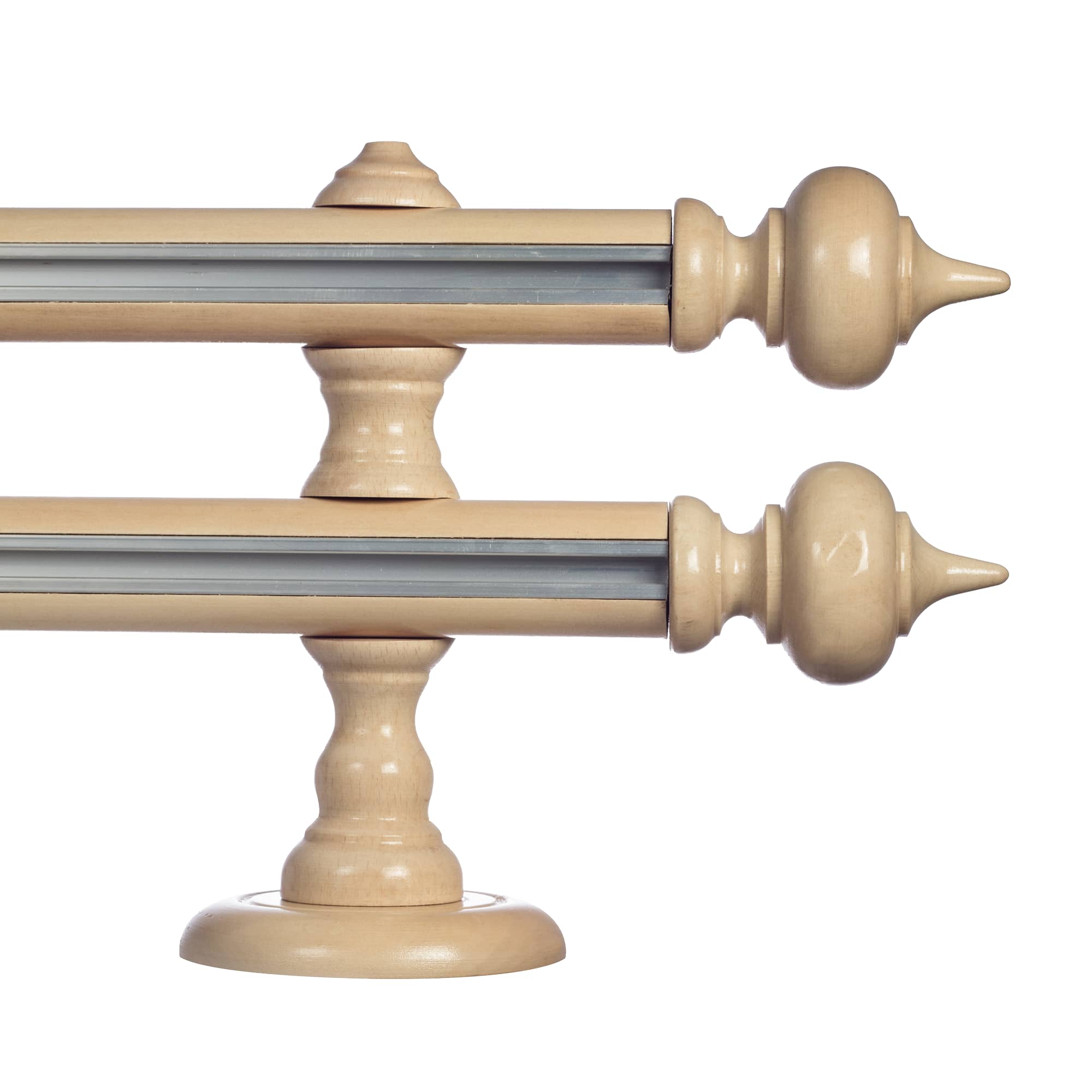 STELLA DOUBLE 35 MM WOODEN CURTAIN ROD WITH ALUMINUM TRACK