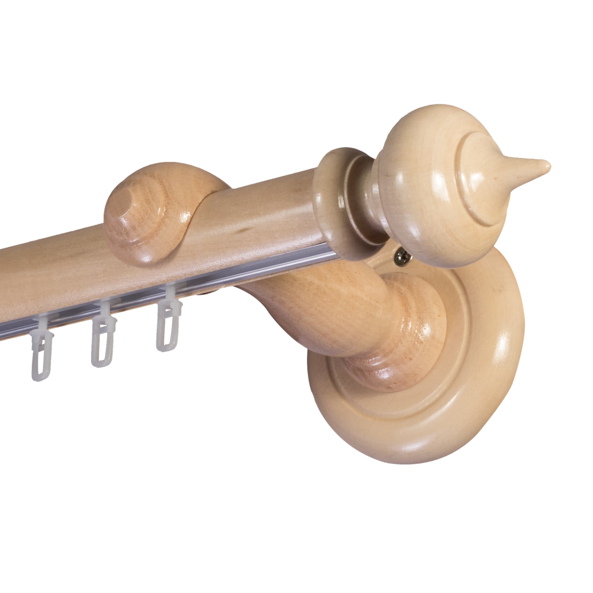 Stella Single 35 mm Wooden Curtain Rod with Aluminum Track
