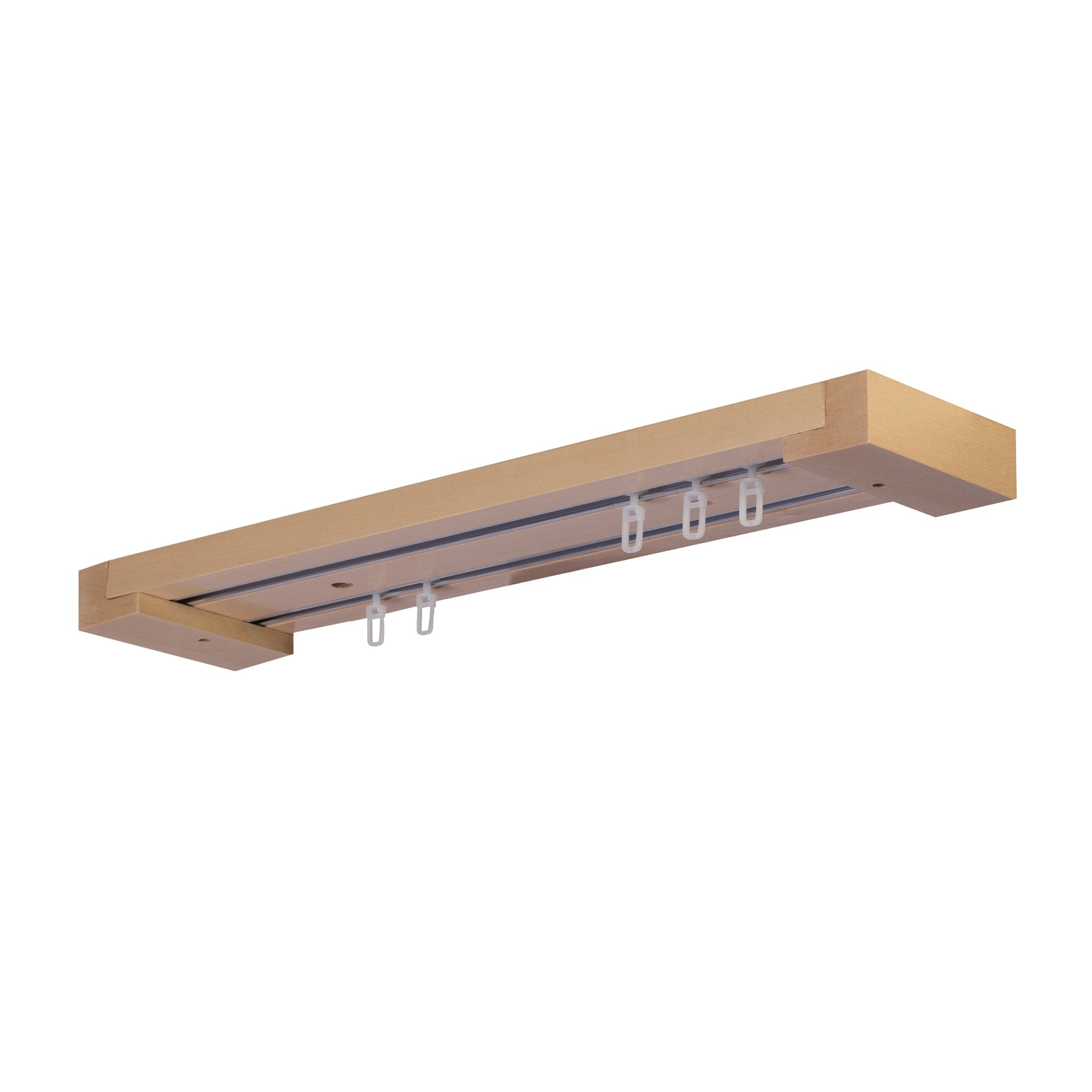Curtain and drape track system Travetto Double made of wood