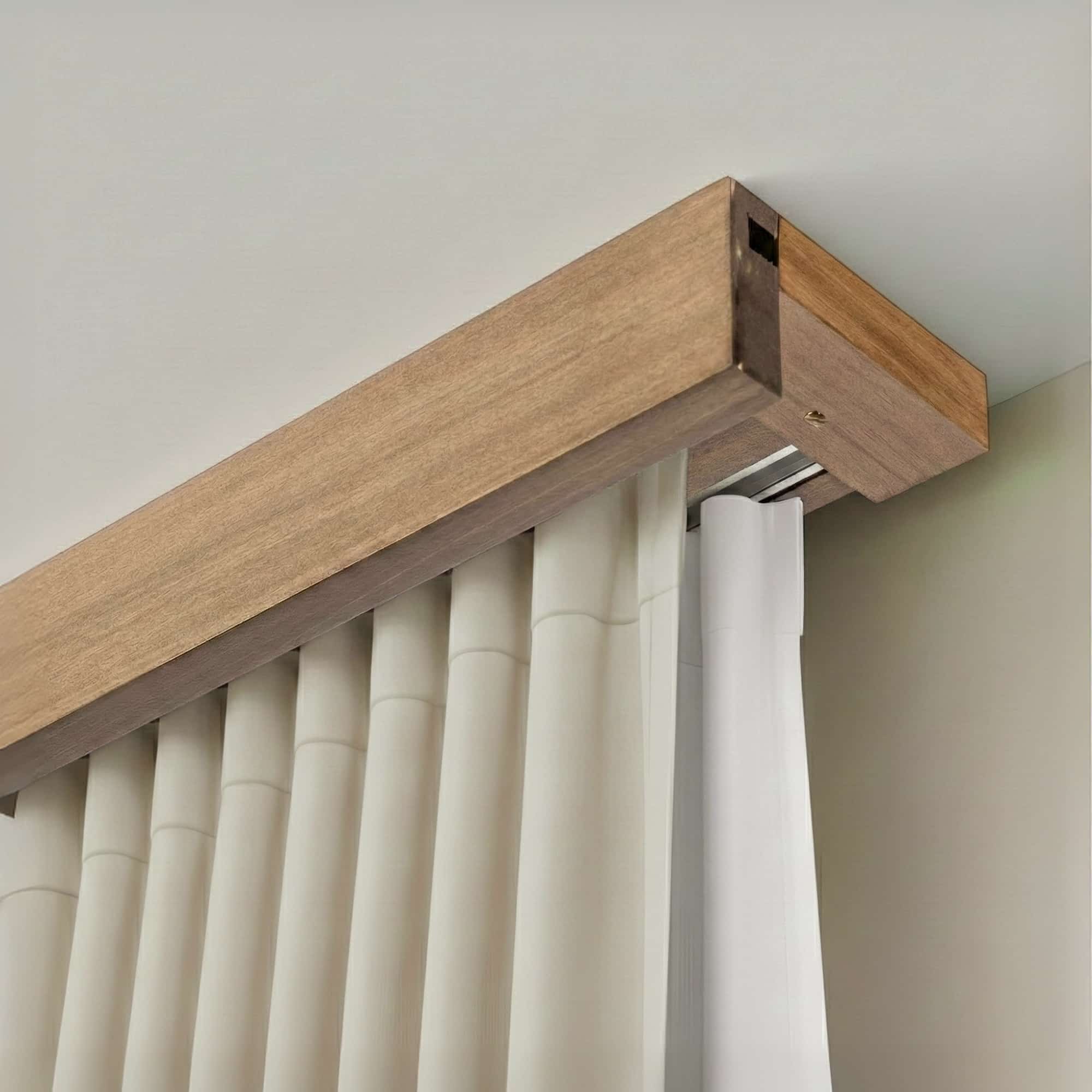 Travetto Double Curtain Track System with Wooden Decorative Valance