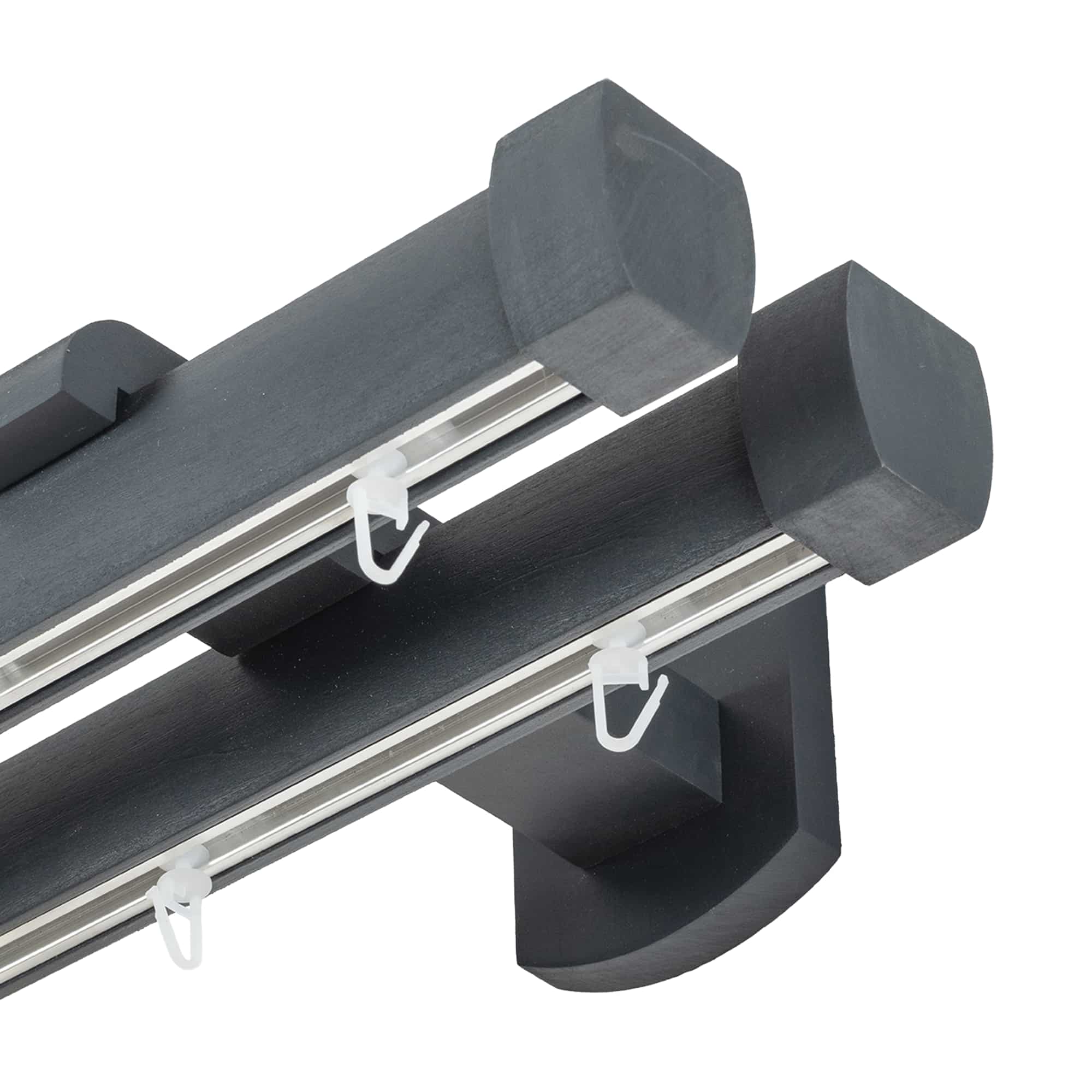 Domino Double Wooden Curtain Rod & Track System for Curtains and Drapes
