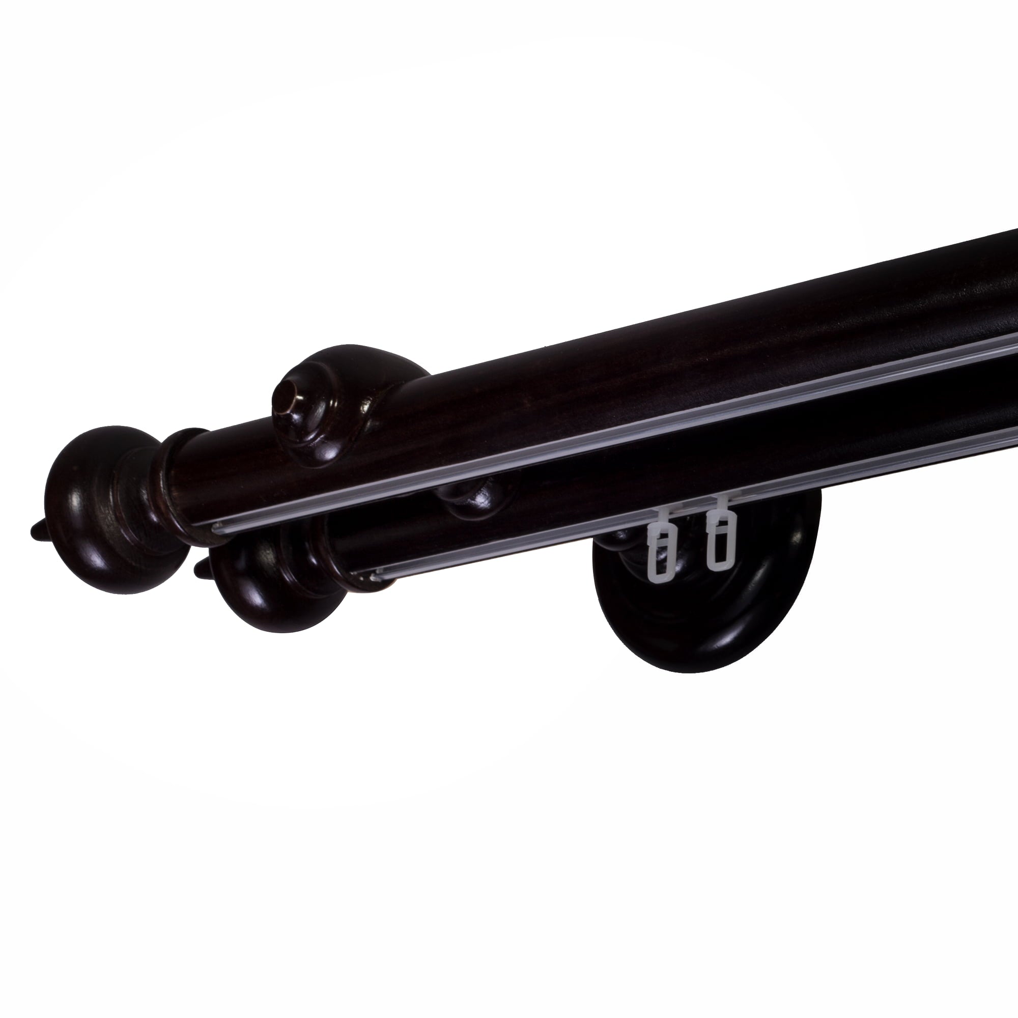 Globo Double 35 mm Wooden Curtain Rod with Aluminum Track System for Curtains and Drapes