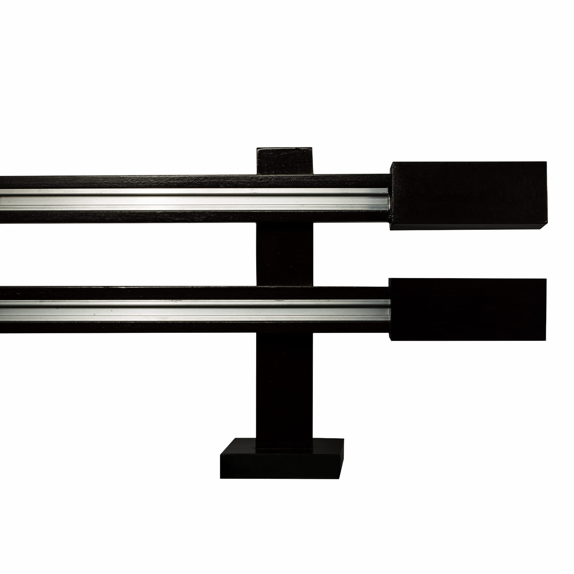 Praga Double Wooden Curtain Rod with Aluminum Track