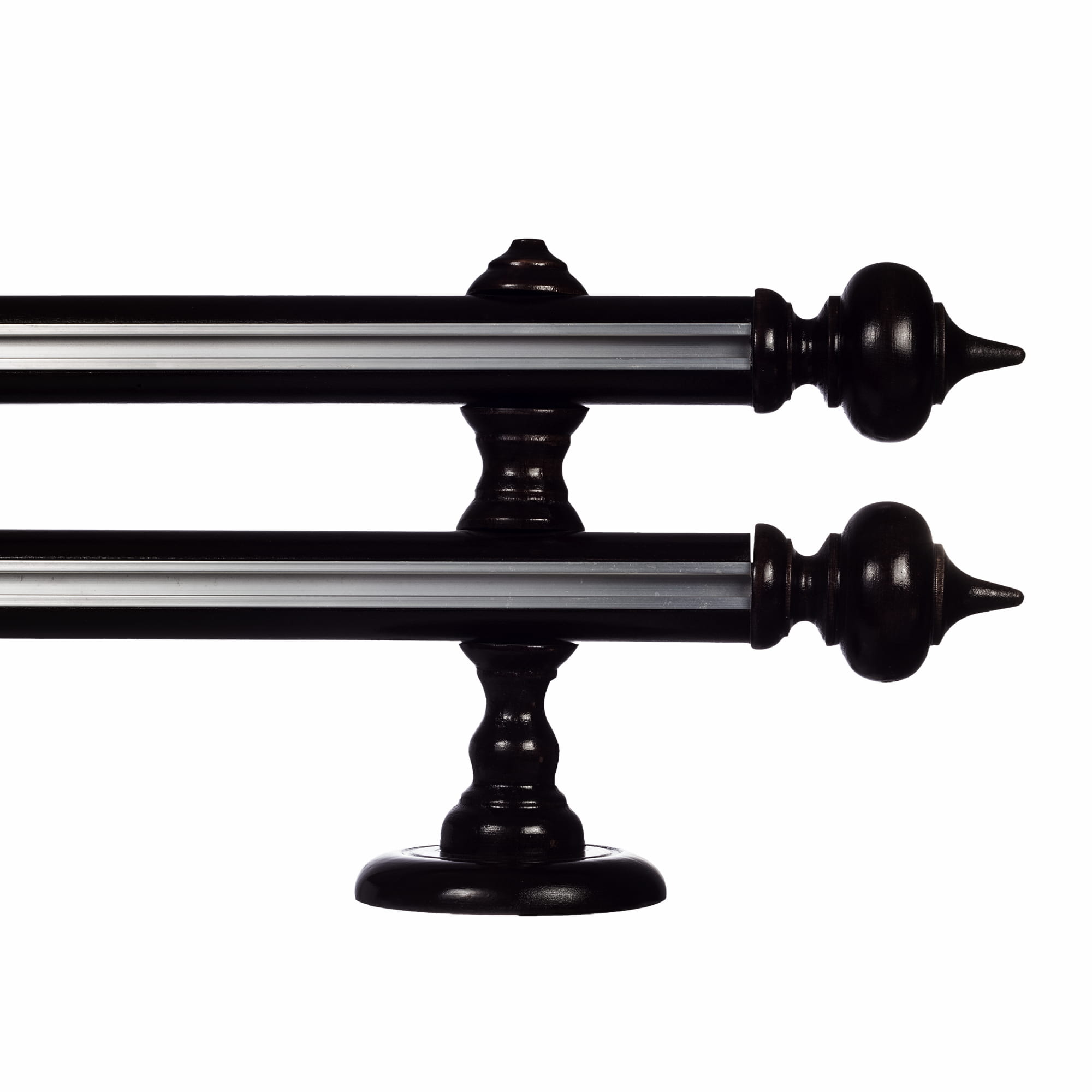 STELLA DOUBLE 35 MM WOODEN CURTAIN ROD WITH ALUMINUM TRACK