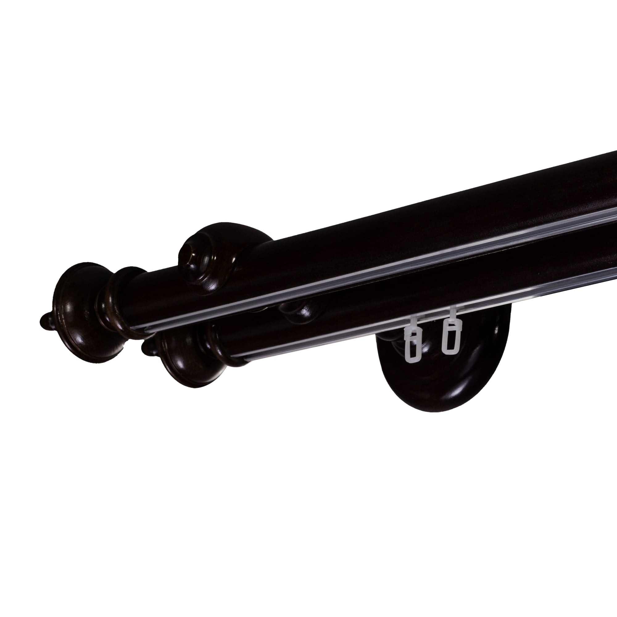 STELLA DOUBLE 35 MM WOODEN CURTAIN ROD WITH ALUMINUM TRACK