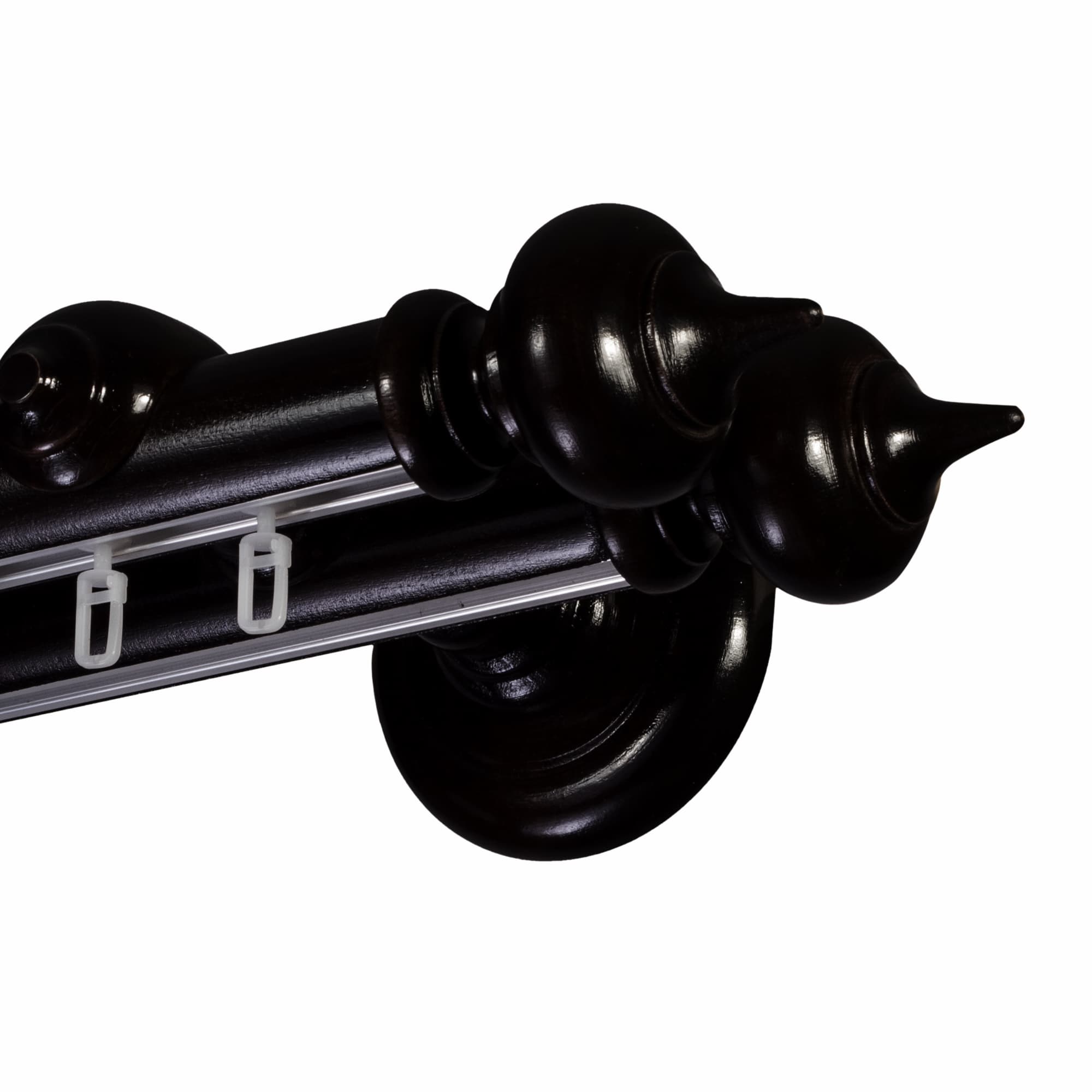 STELLA DOUBLE 35 MM WOODEN CURTAIN ROD WITH ALUMINUM TRACK