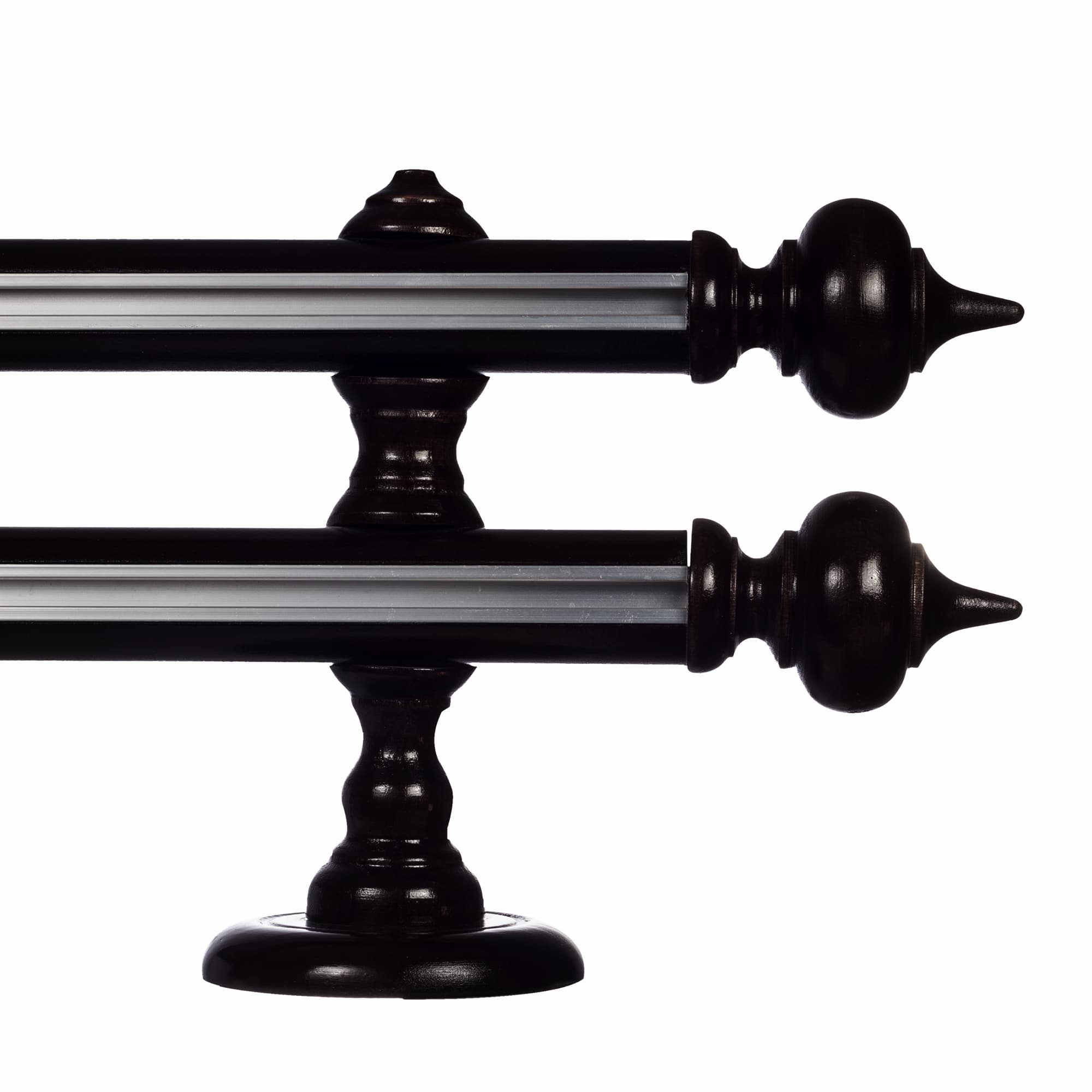 STELLA DOUBLE 35 MM WOODEN CURTAIN ROD WITH ALUMINUM TRACK