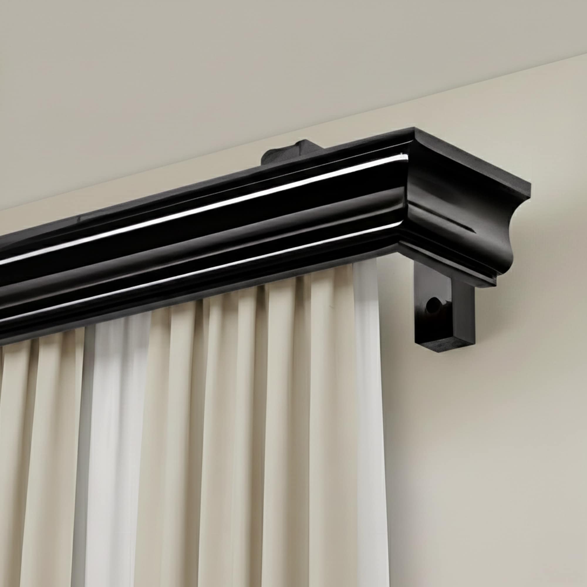 Athena Wooden Curtain Track System with Decorative Valance