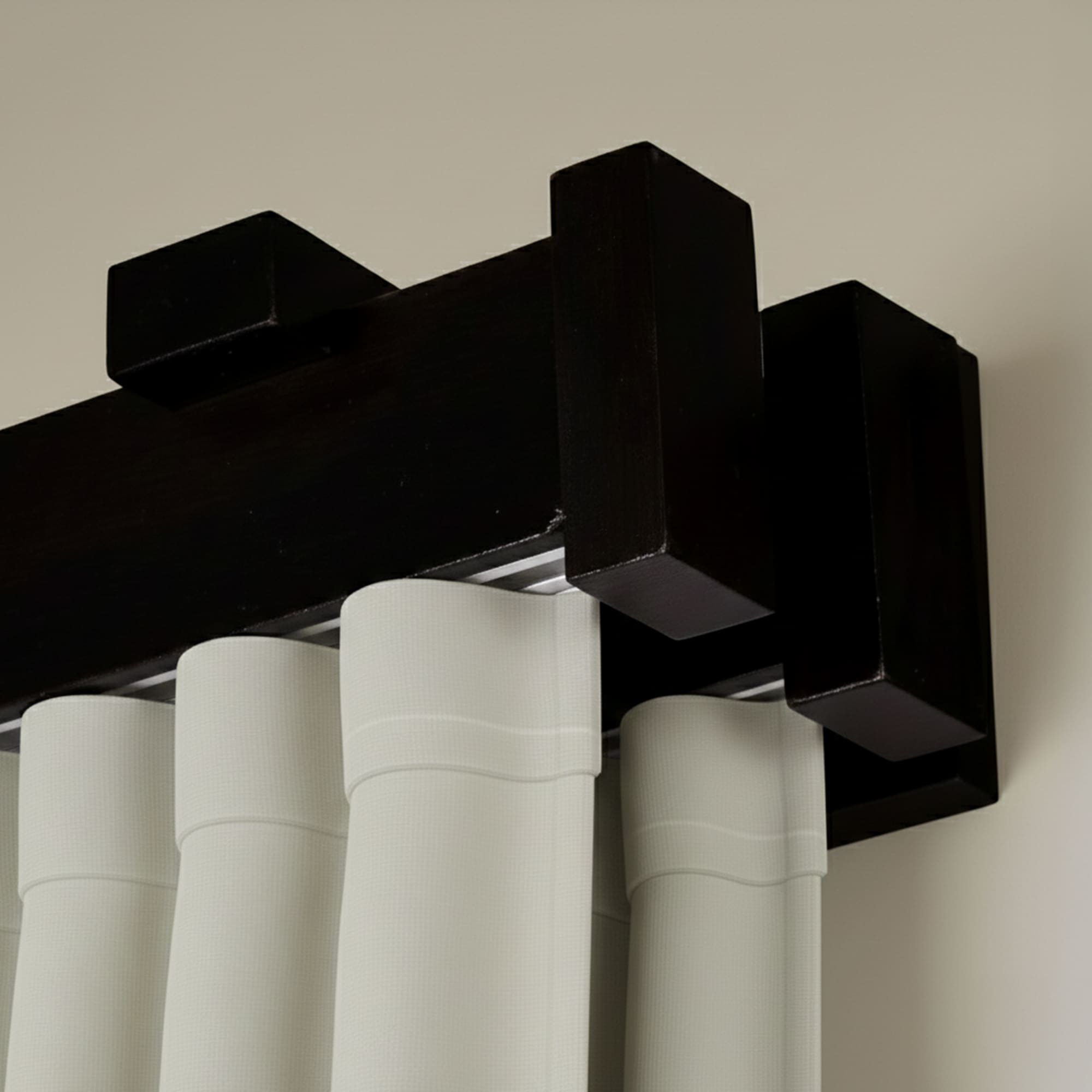 Dalia Double Wooden Curtain Rod with Aluminum Track