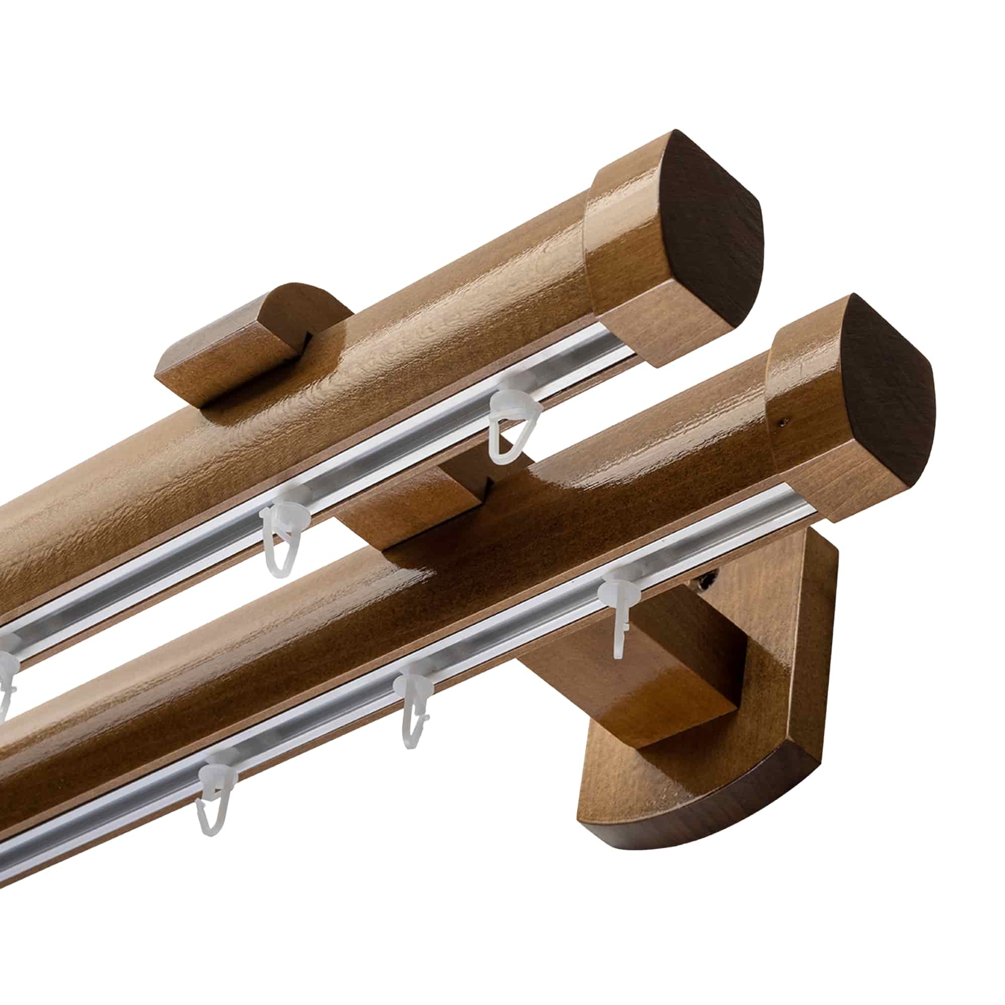 Domino Double Wooden Curtain Rod & Track System for Curtains and Drapes