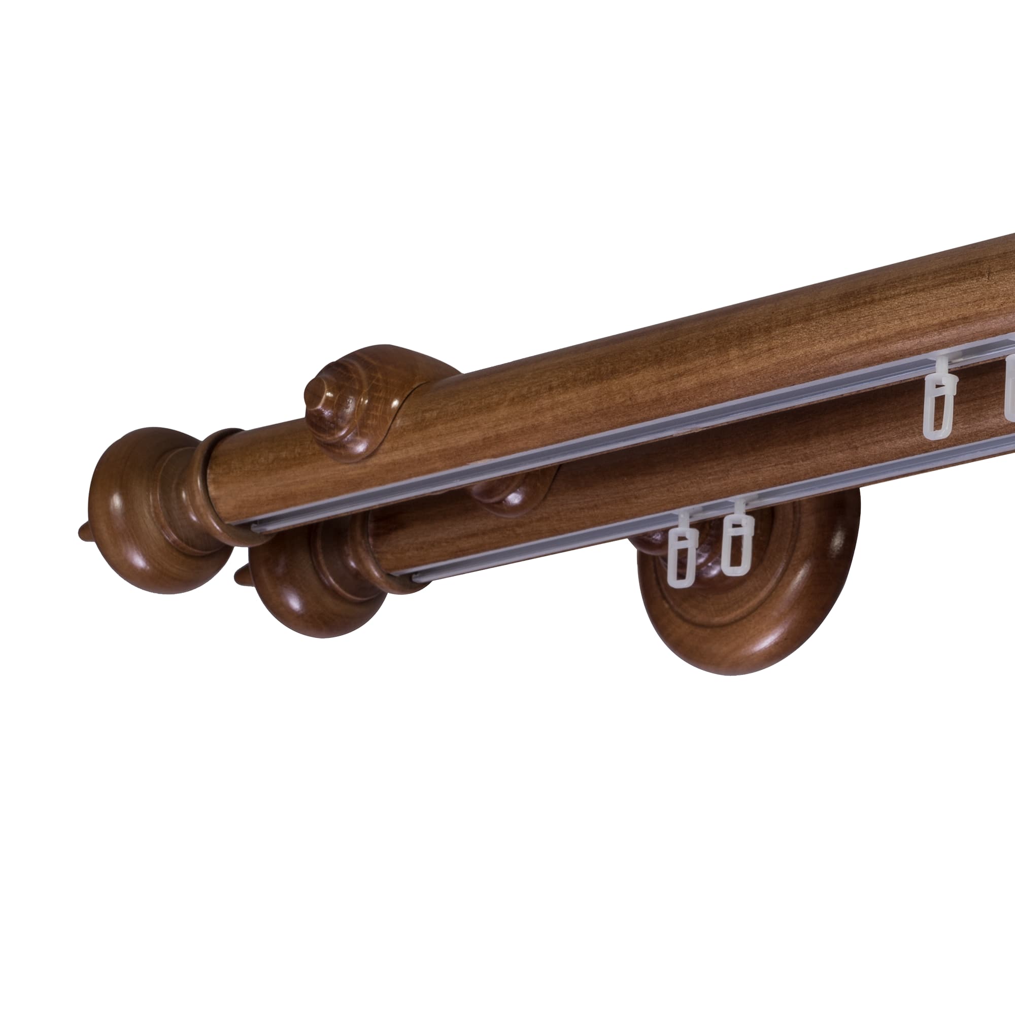 Globo Double 35 mm Wooden Curtain Rod with Aluminum Track System for Curtains and Drapes