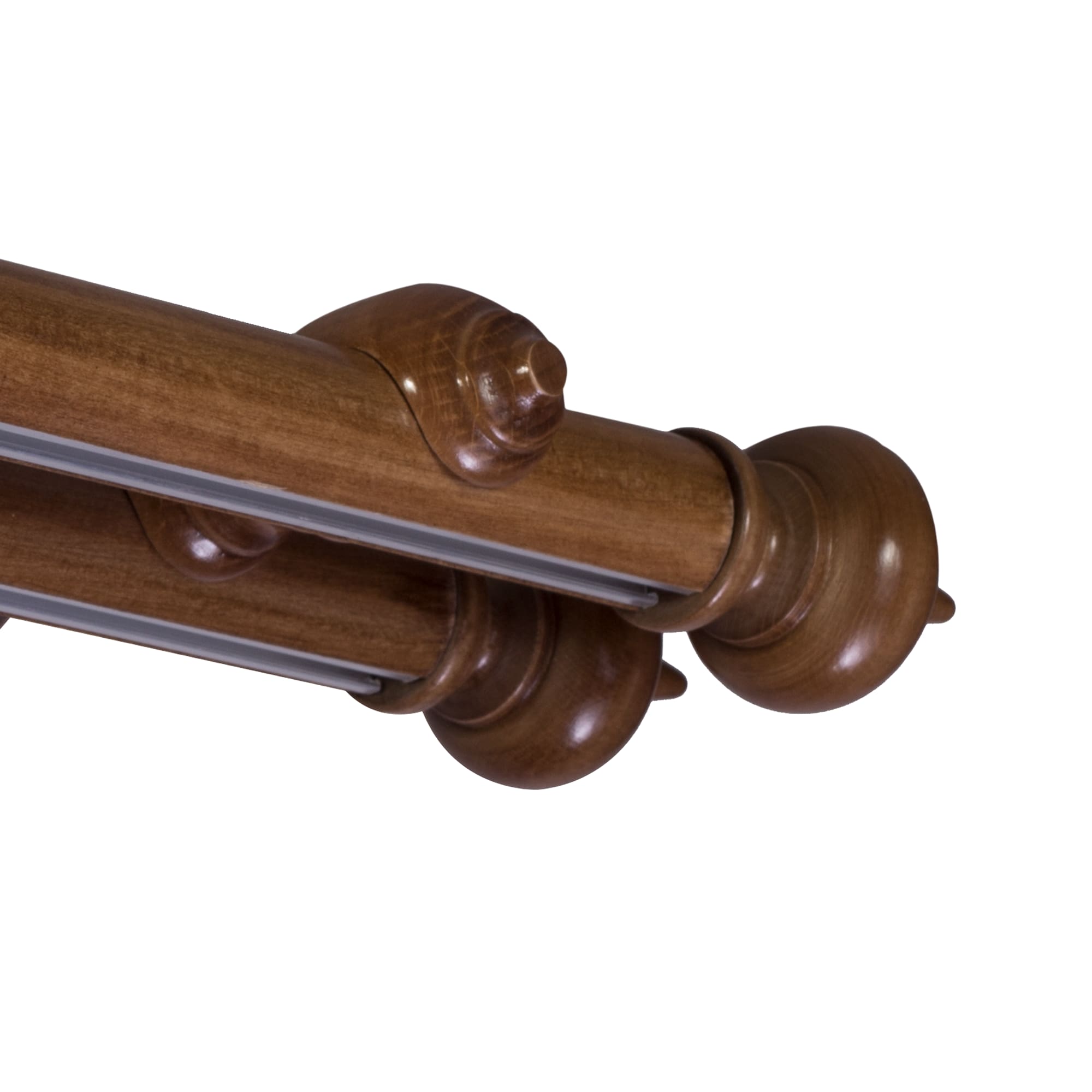 Globo Double 35 mm Wooden Curtain Rod with Aluminum Track System for Curtains and Drapes