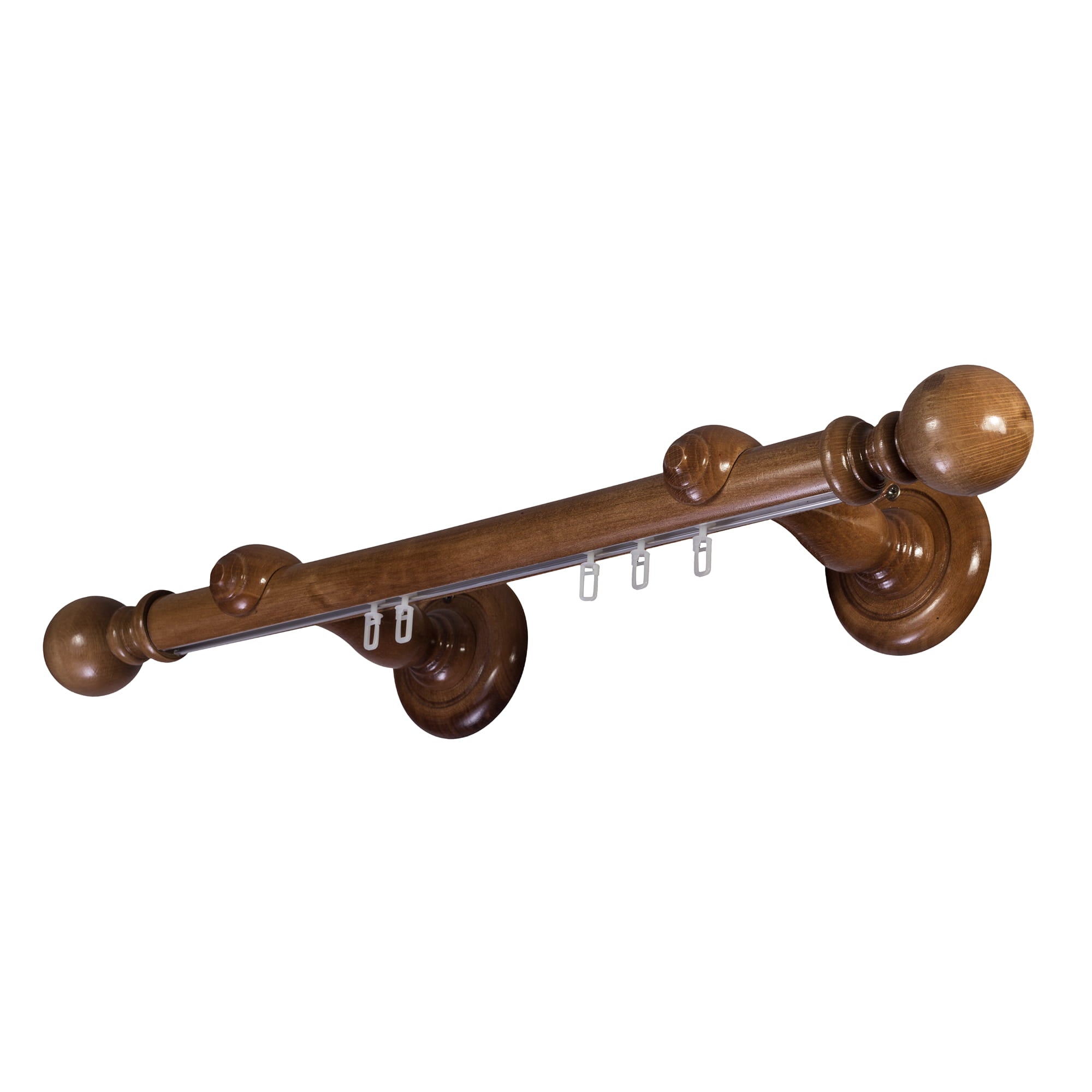 Globo Single 35 mm Wooden Curtain Rod with Aluminum Track