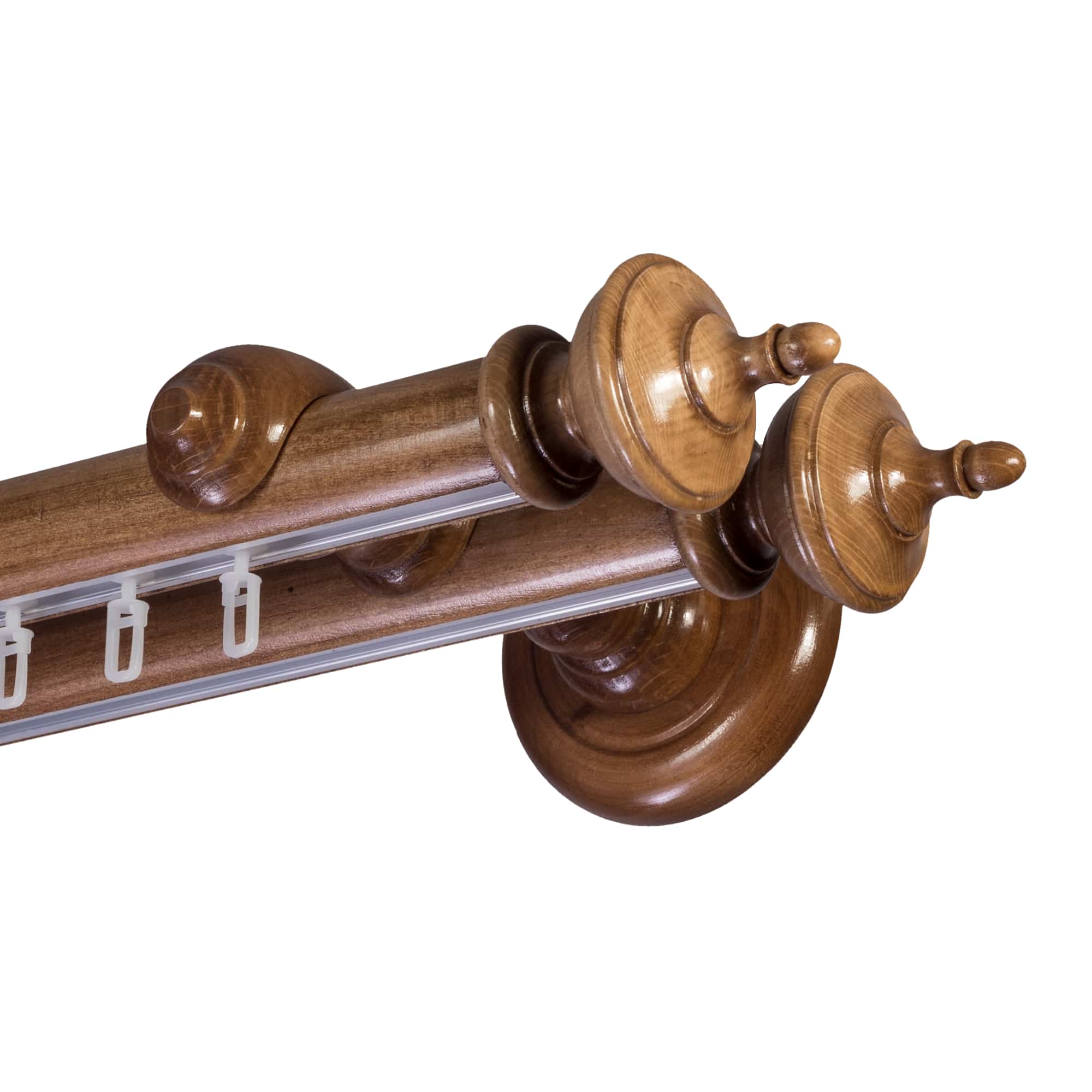 Saly Double 35 mm Wooden Curtain Rod with Aluminum Track
