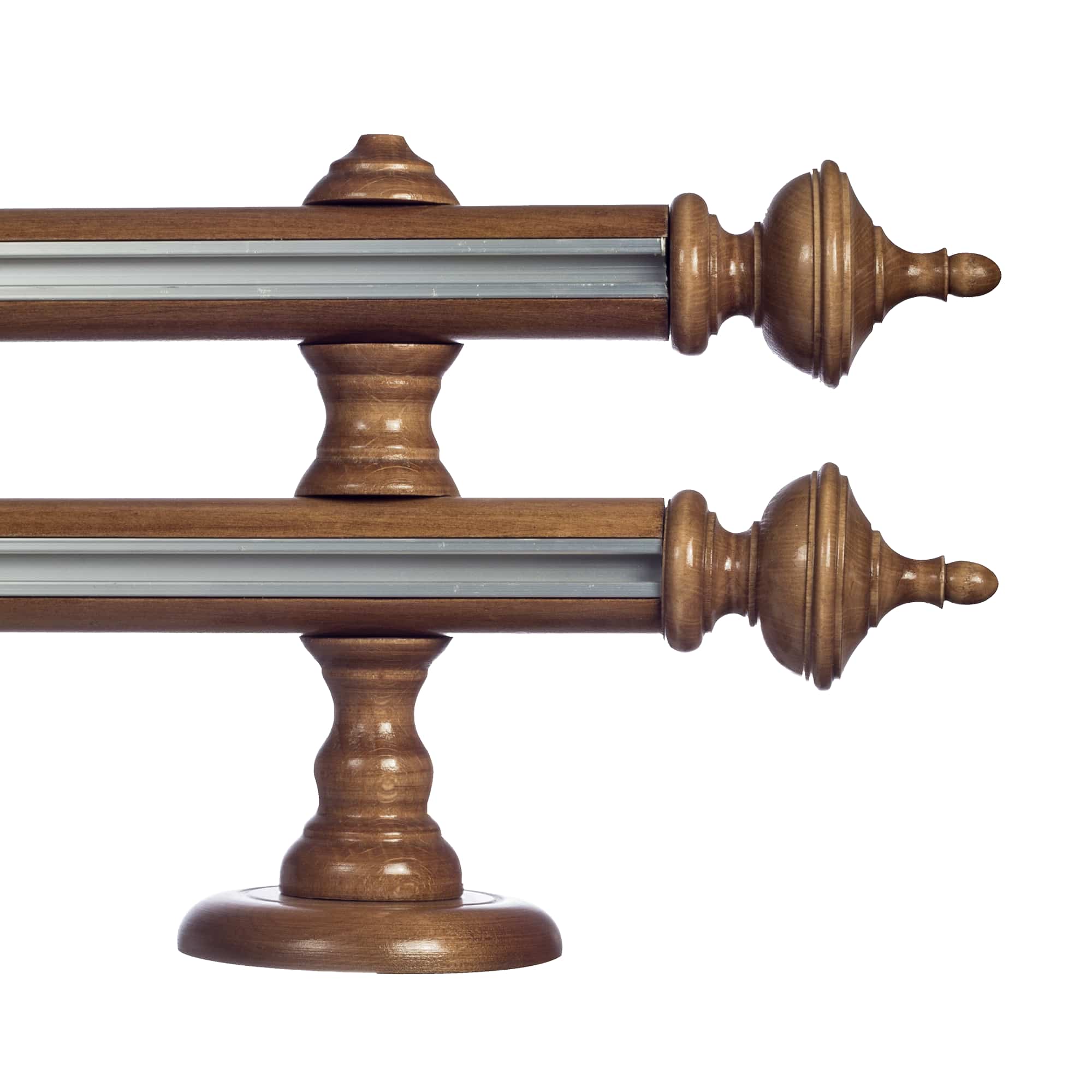 Saly Double 35 mm Wooden Curtain Rod with Aluminum Track