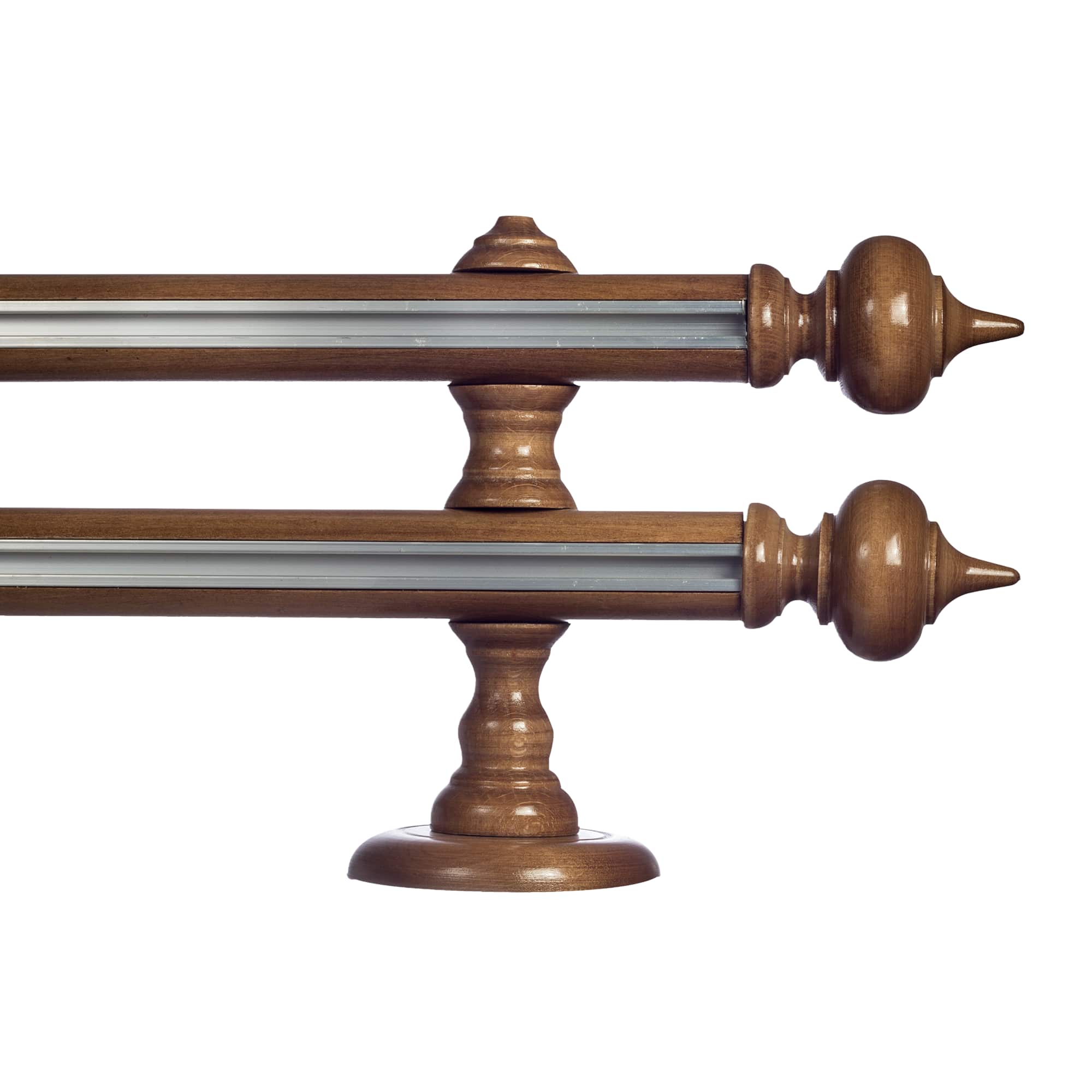 STELLA DOUBLE 35 MM WOODEN CURTAIN ROD WITH ALUMINUM TRACK