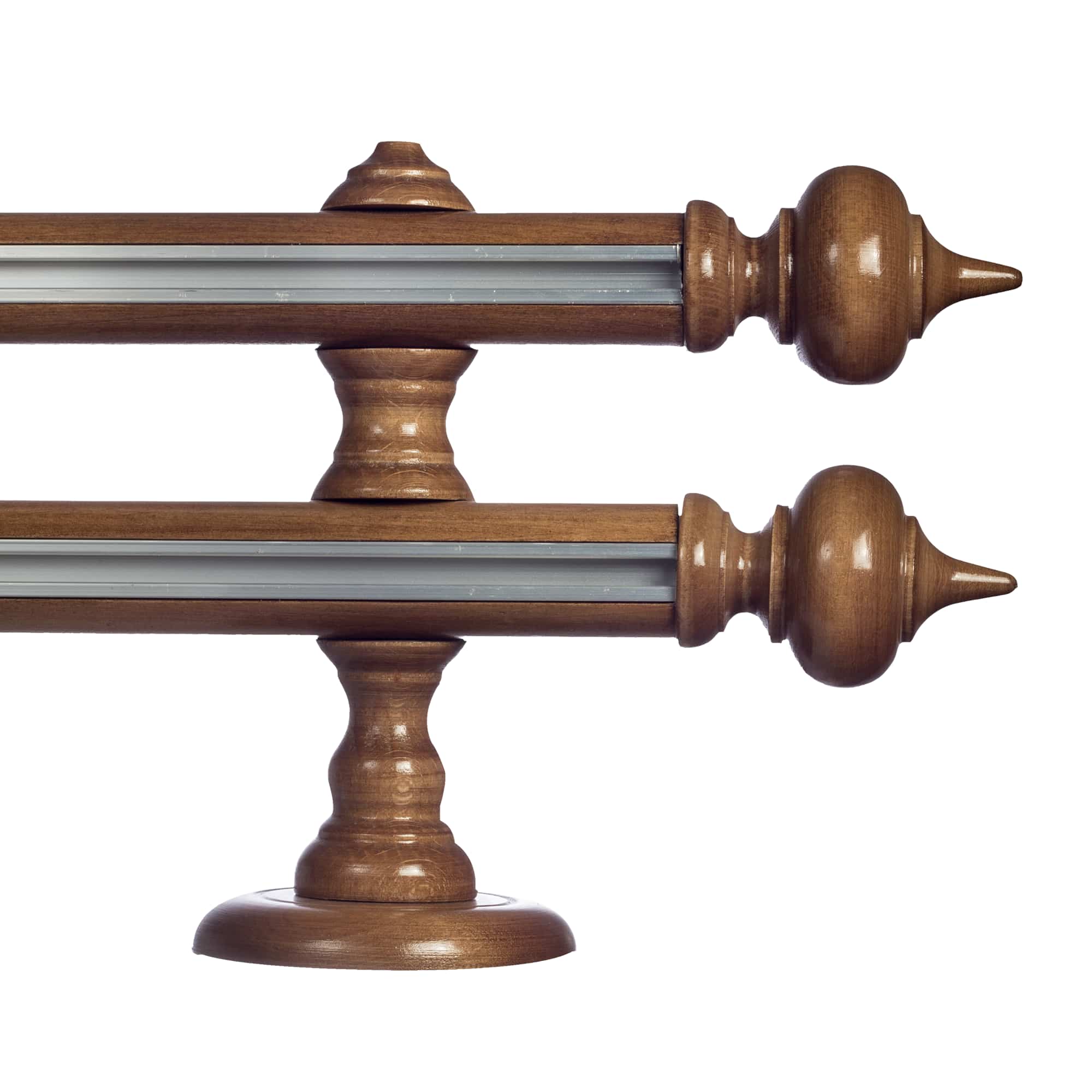 STELLA DOUBLE 35 MM WOODEN CURTAIN ROD WITH ALUMINUM TRACK