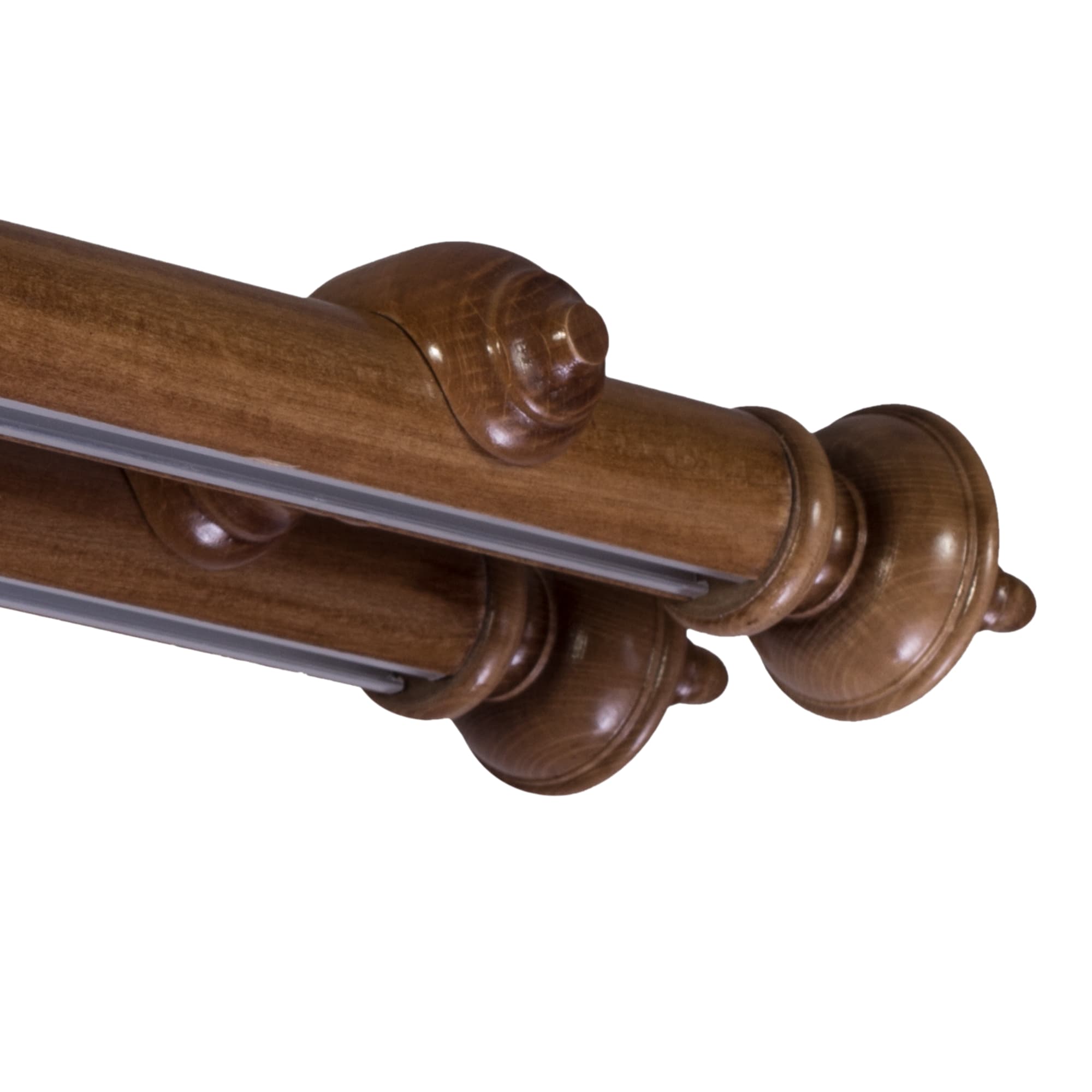 STELLA DOUBLE 35 MM WOODEN CURTAIN ROD WITH ALUMINUM TRACK