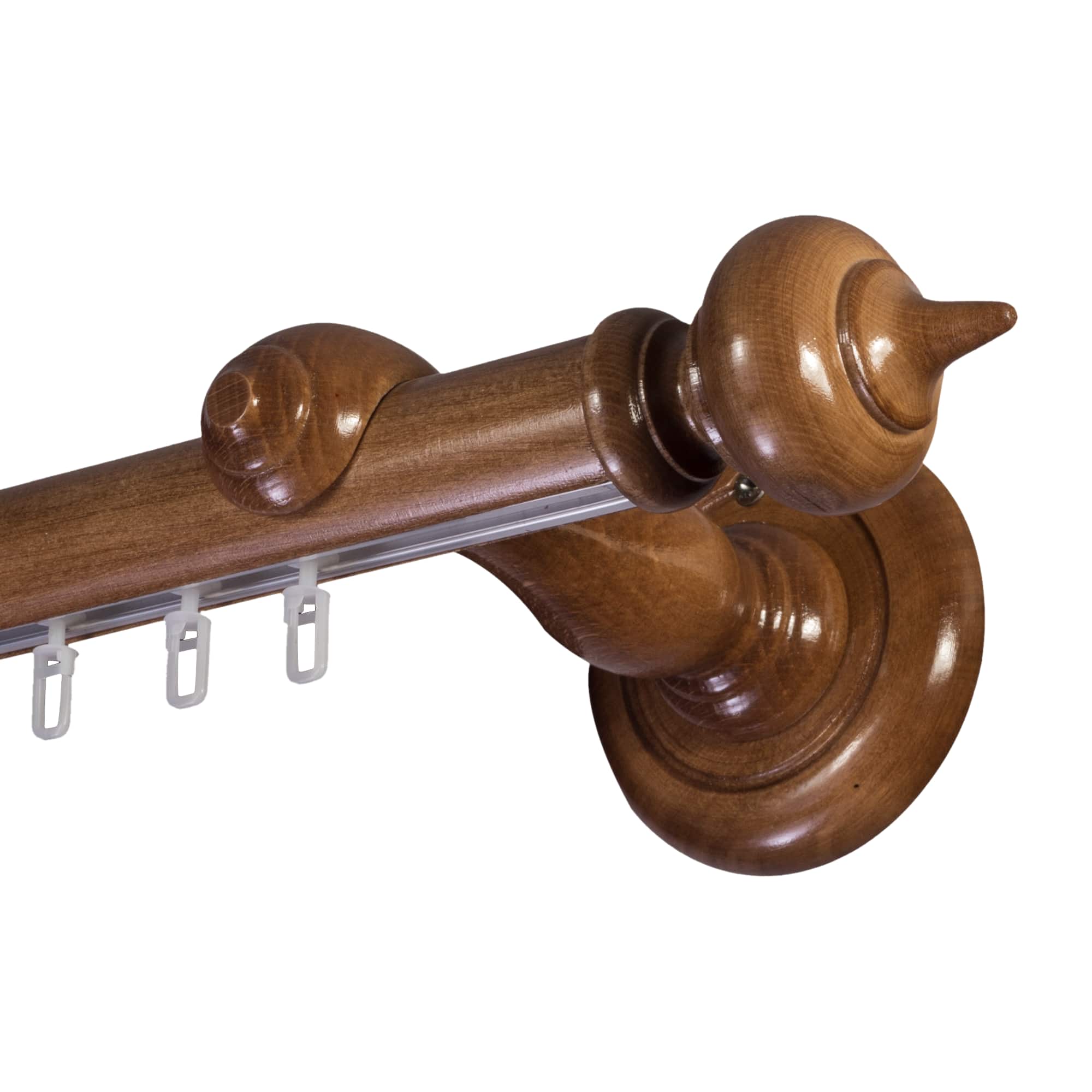 Stella Single 35 mm Wooden Curtain Rod with Aluminum Track