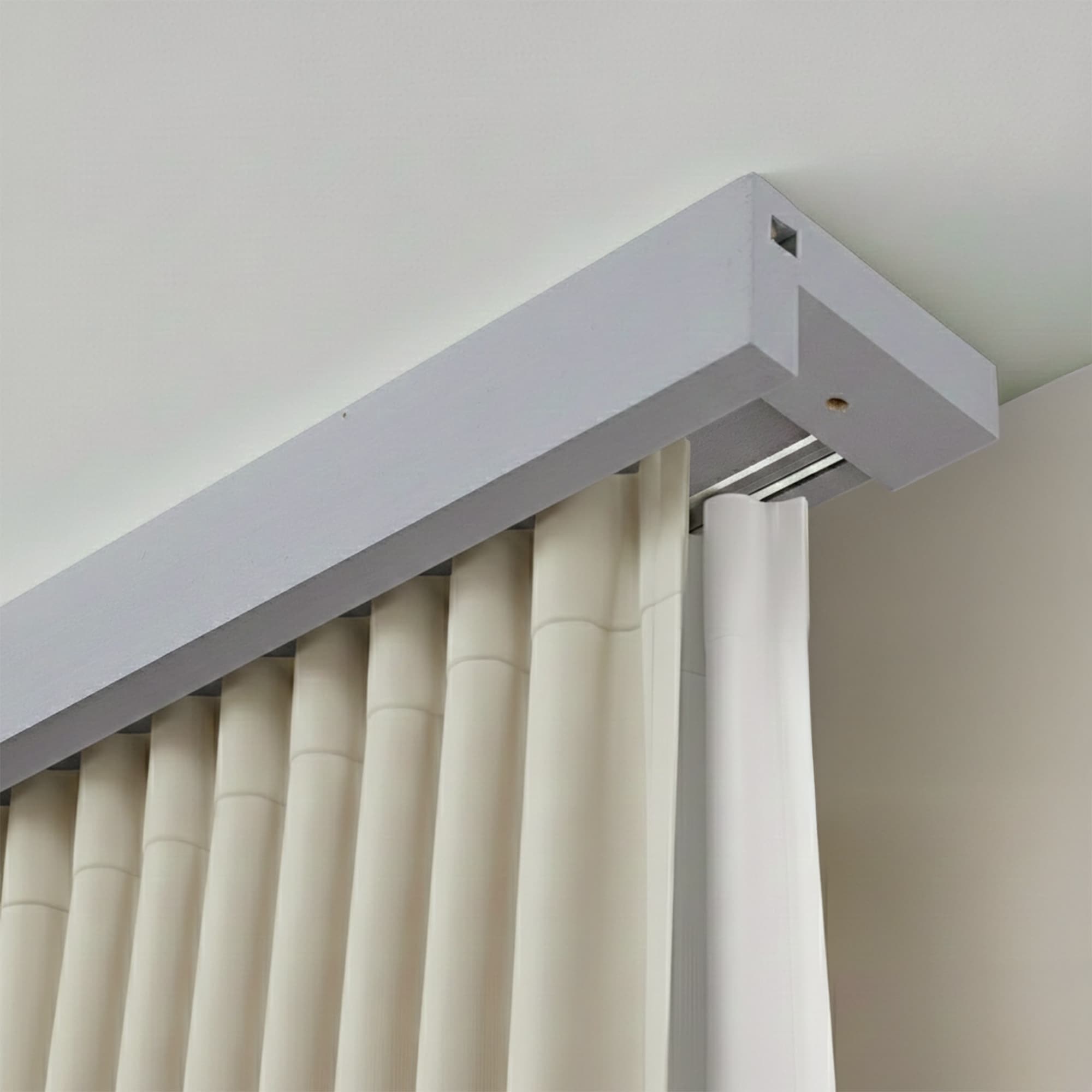 Travetto Double Curtain Track System with Wooden Decorative Valance