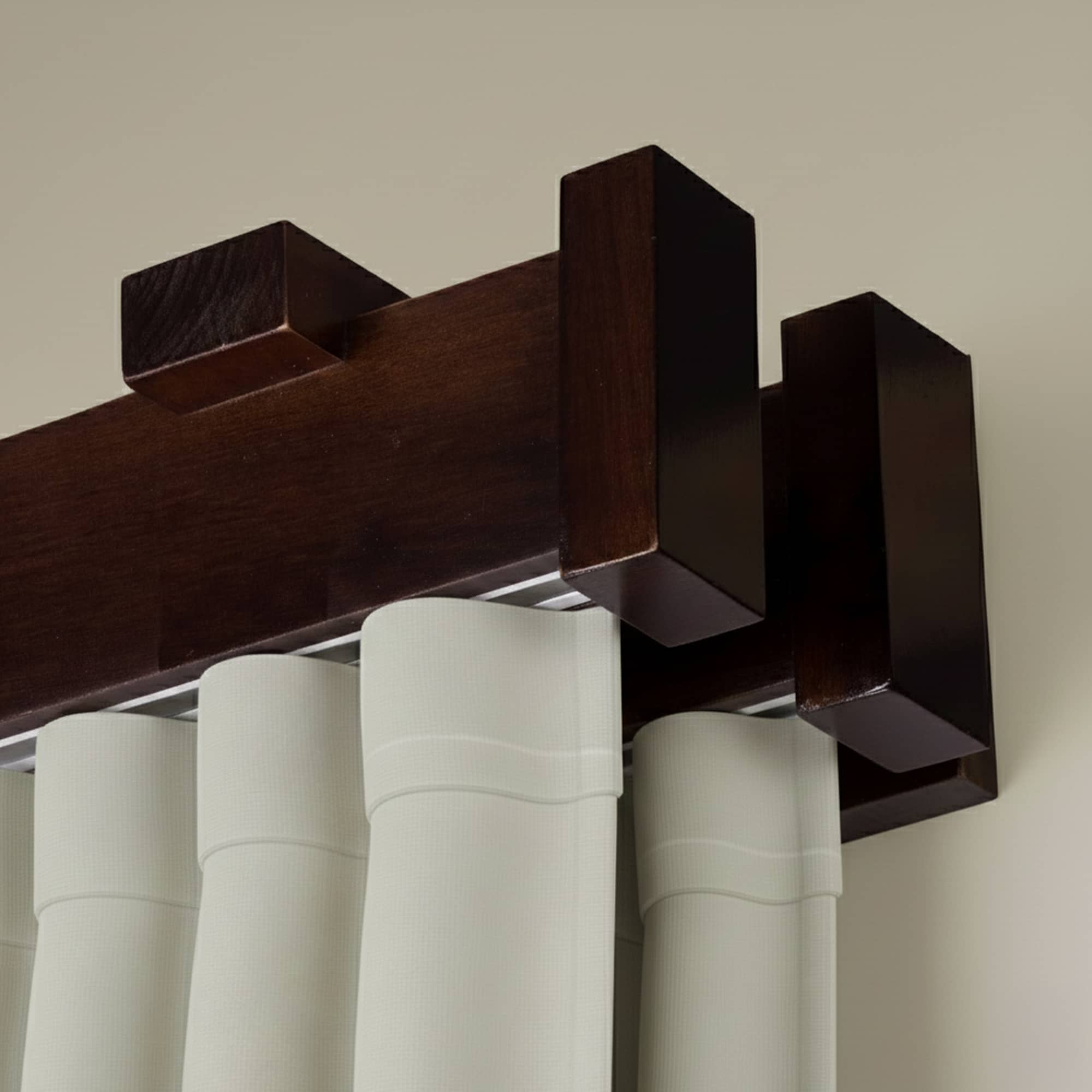 Dalia Double Wooden Curtain Rod with Aluminum Track