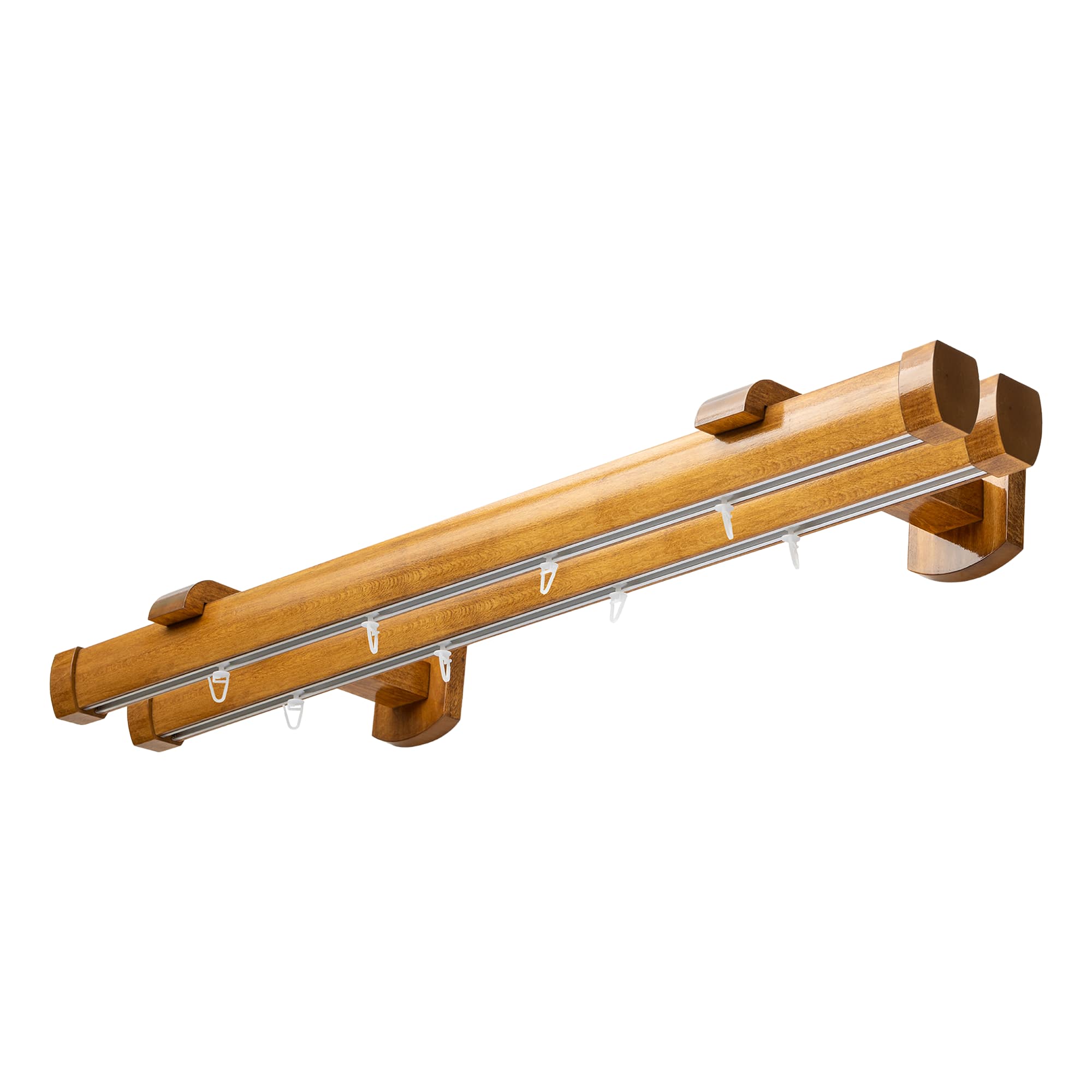 Domino Double Wooden Curtain Rod & Track System for Curtains and Drapes
