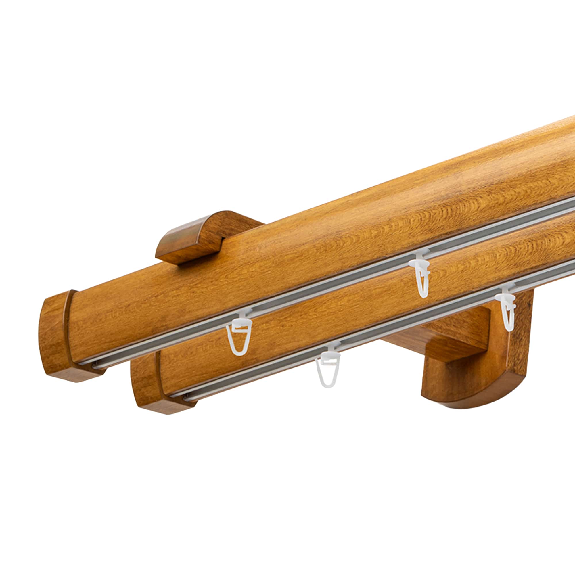 Domino Double Wooden Curtain Rod & Track System for Curtains and Drapes