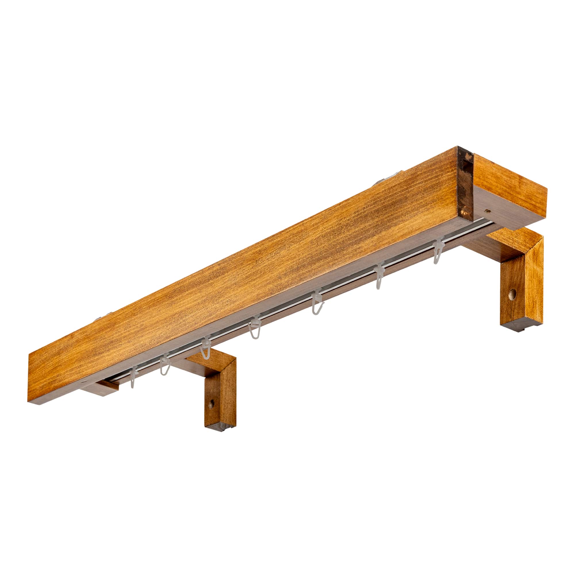 Travetto Double Curtain Track System with Wooden Decorative Valance